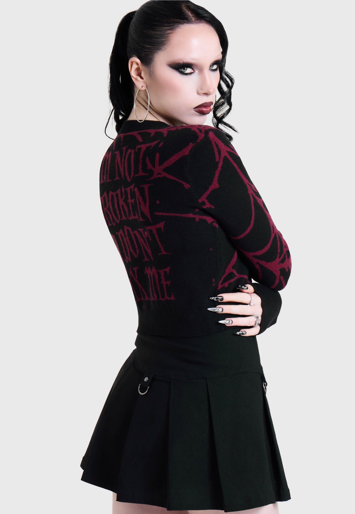 Killstar x Motionless in White Don't Fix Me Shrunk Knit Black Cardigan