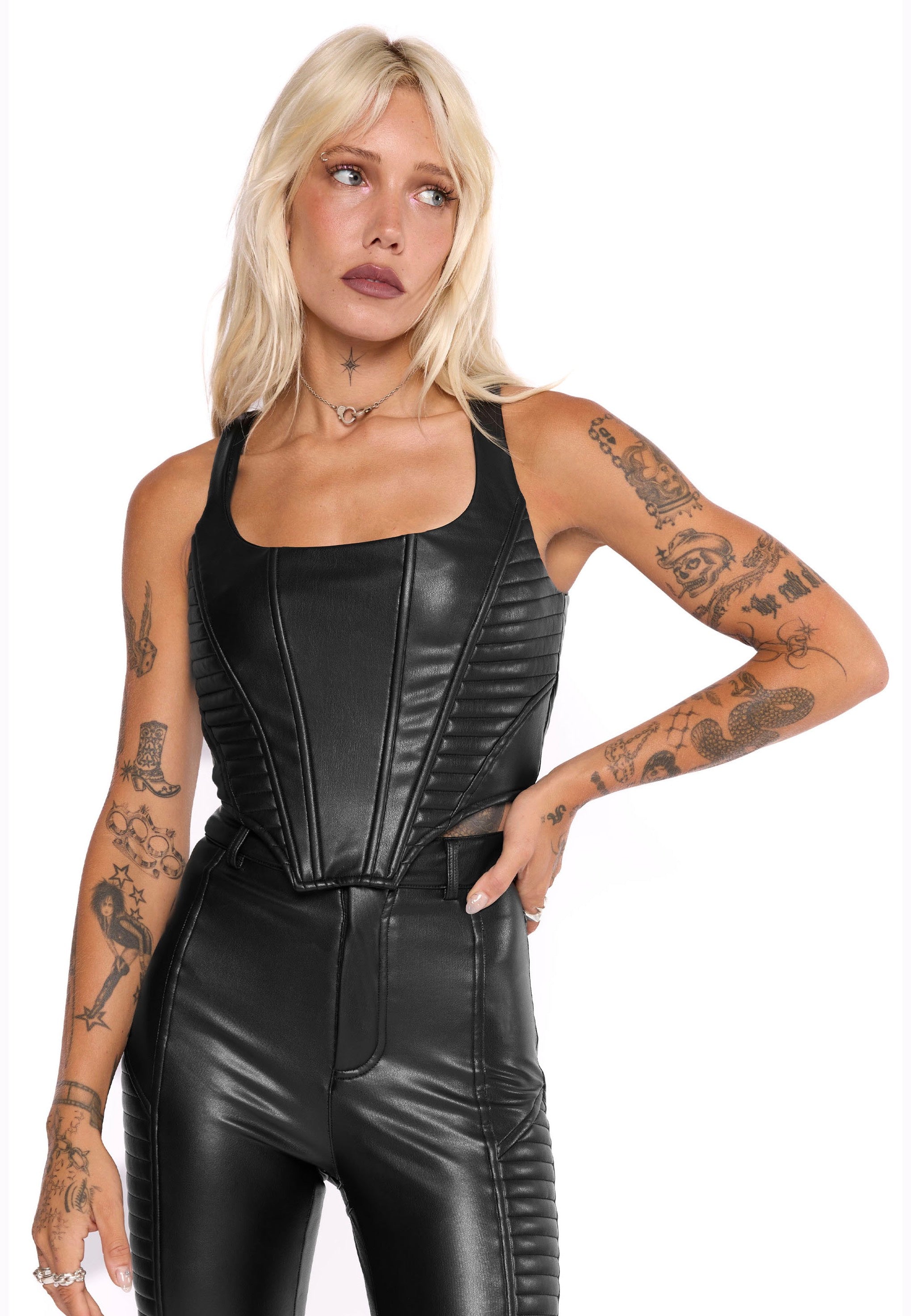 Mary Wyatt - Doro Faux Leather Moto Corset Black - Top | Nuclear Blast