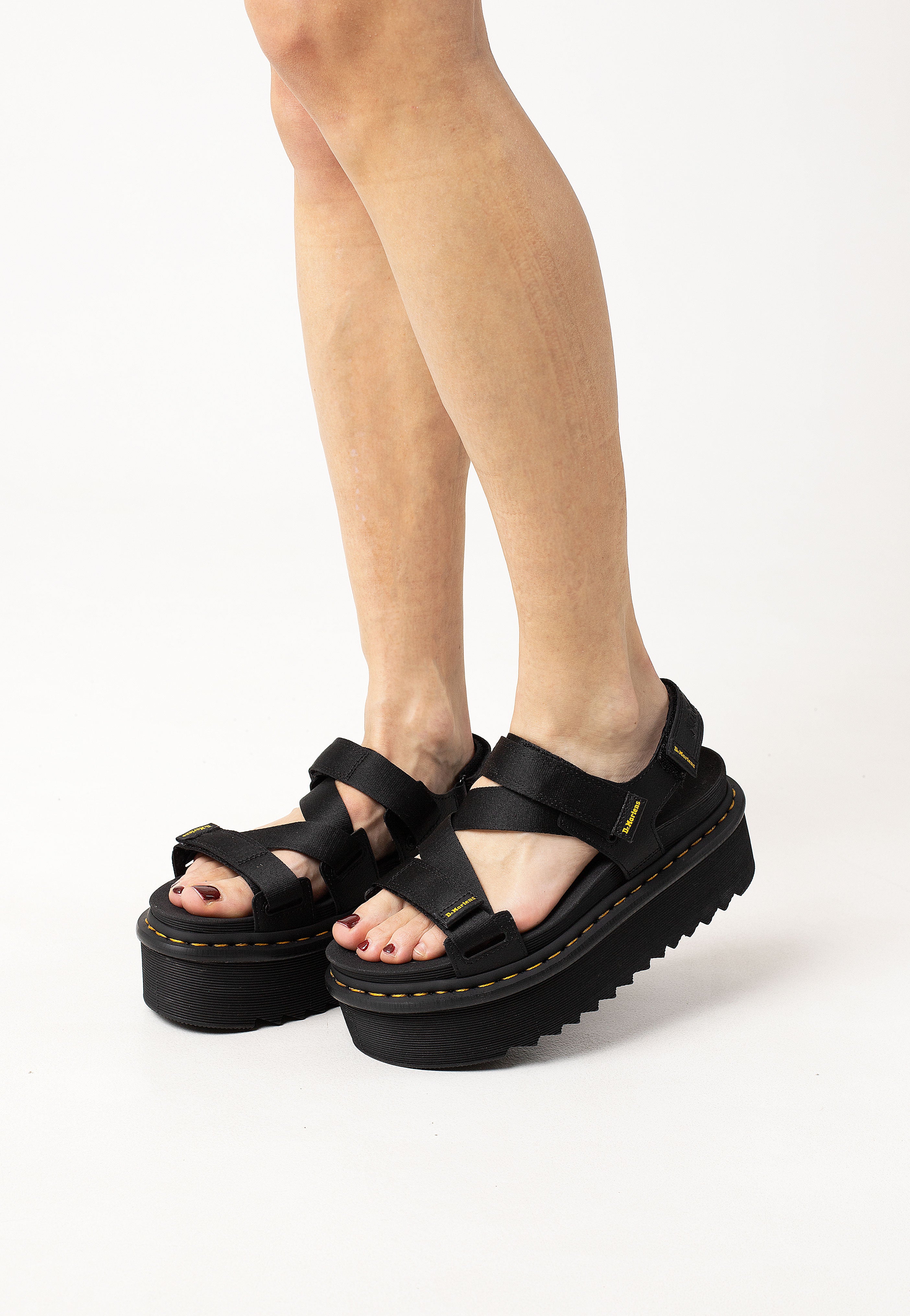 Dr. Martens - Kimber II Black Athena & Black/ Yellow Webbing - Girl Sandals