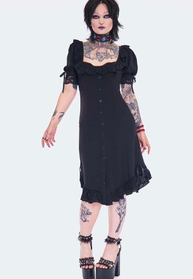 Jawbreaker - Lace Neck Black - Dress