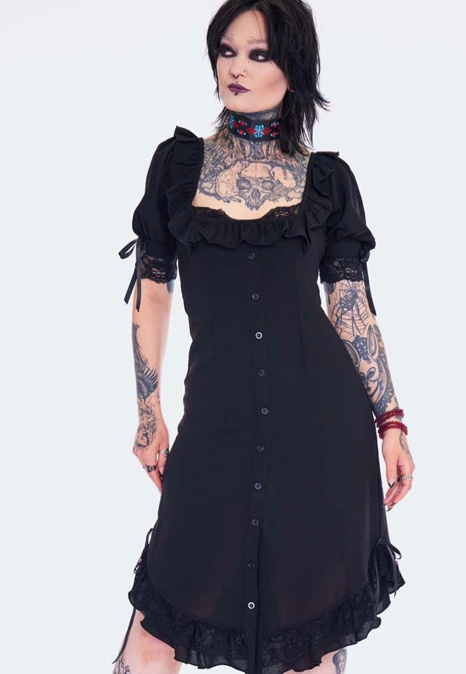 Jawbreaker - Lace Neck Black - Dress