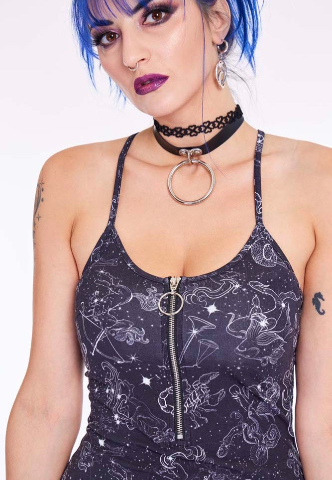 Jawbreaker - Mini Cami Zodiac Constellation Printed Black - Dress