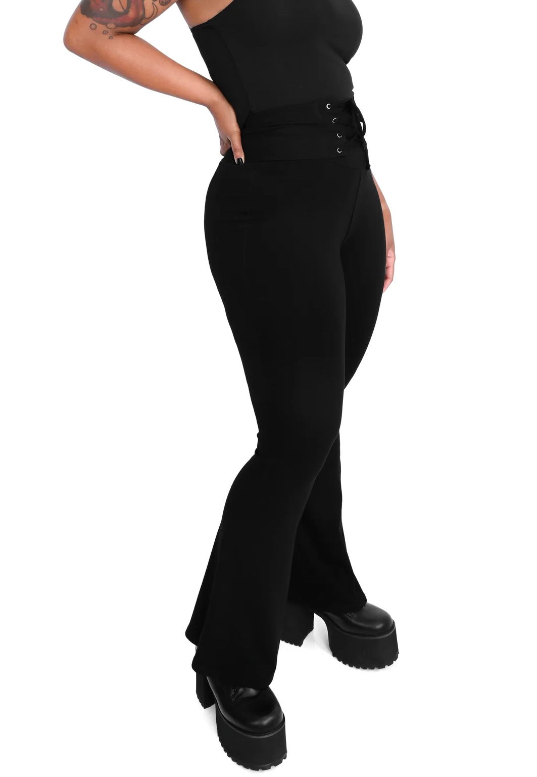 Foxblood - Flared Lace Up Black - Leggings | Women-Image
