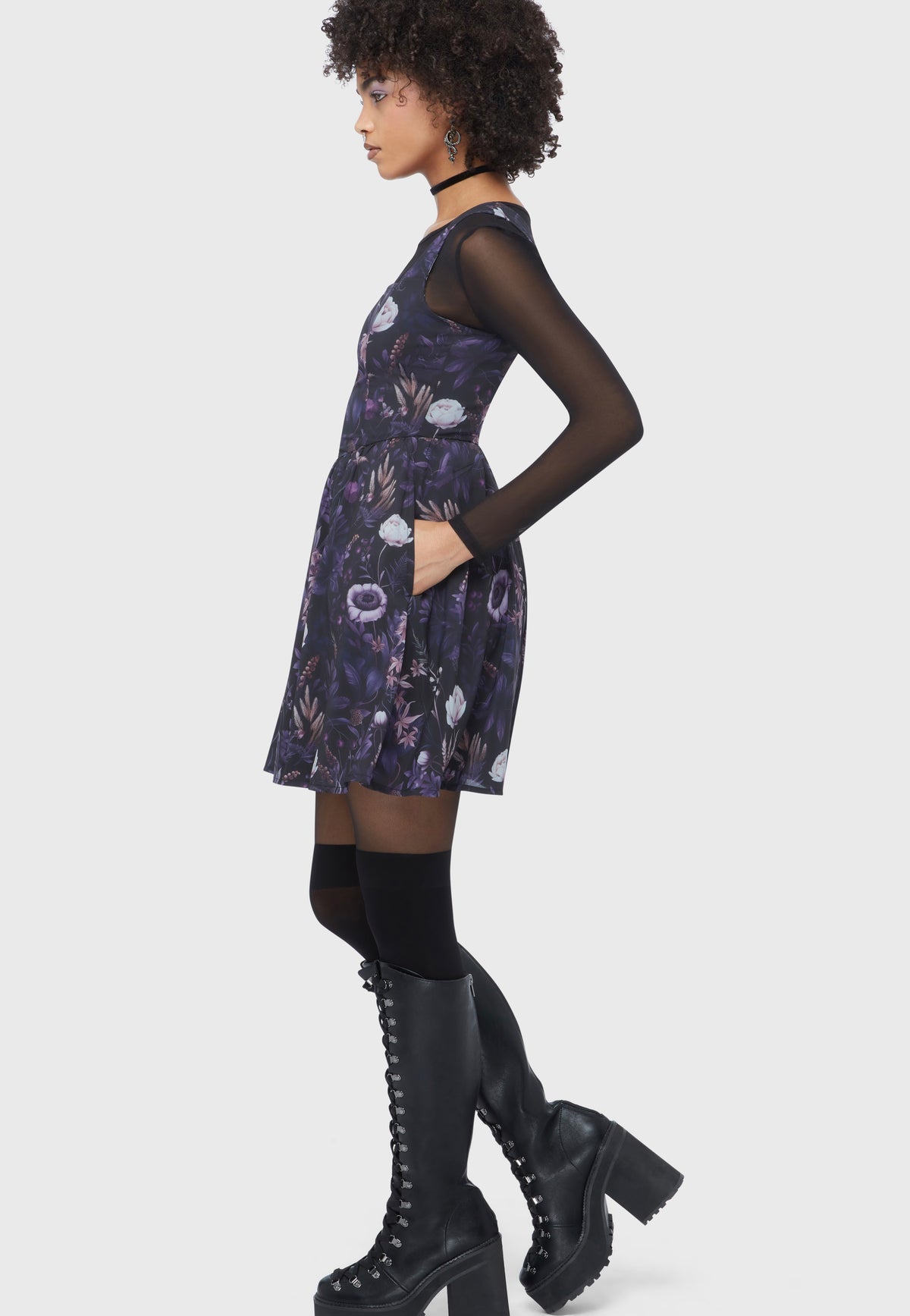 Killstar Dusk's Garden Mini Black/Purple Robe