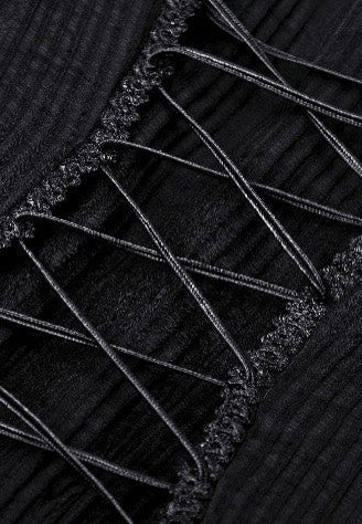 Dark In Love - Black Negative Gothic Spiderweb Patchwork Princess Sleeve - Dress | Women-Image