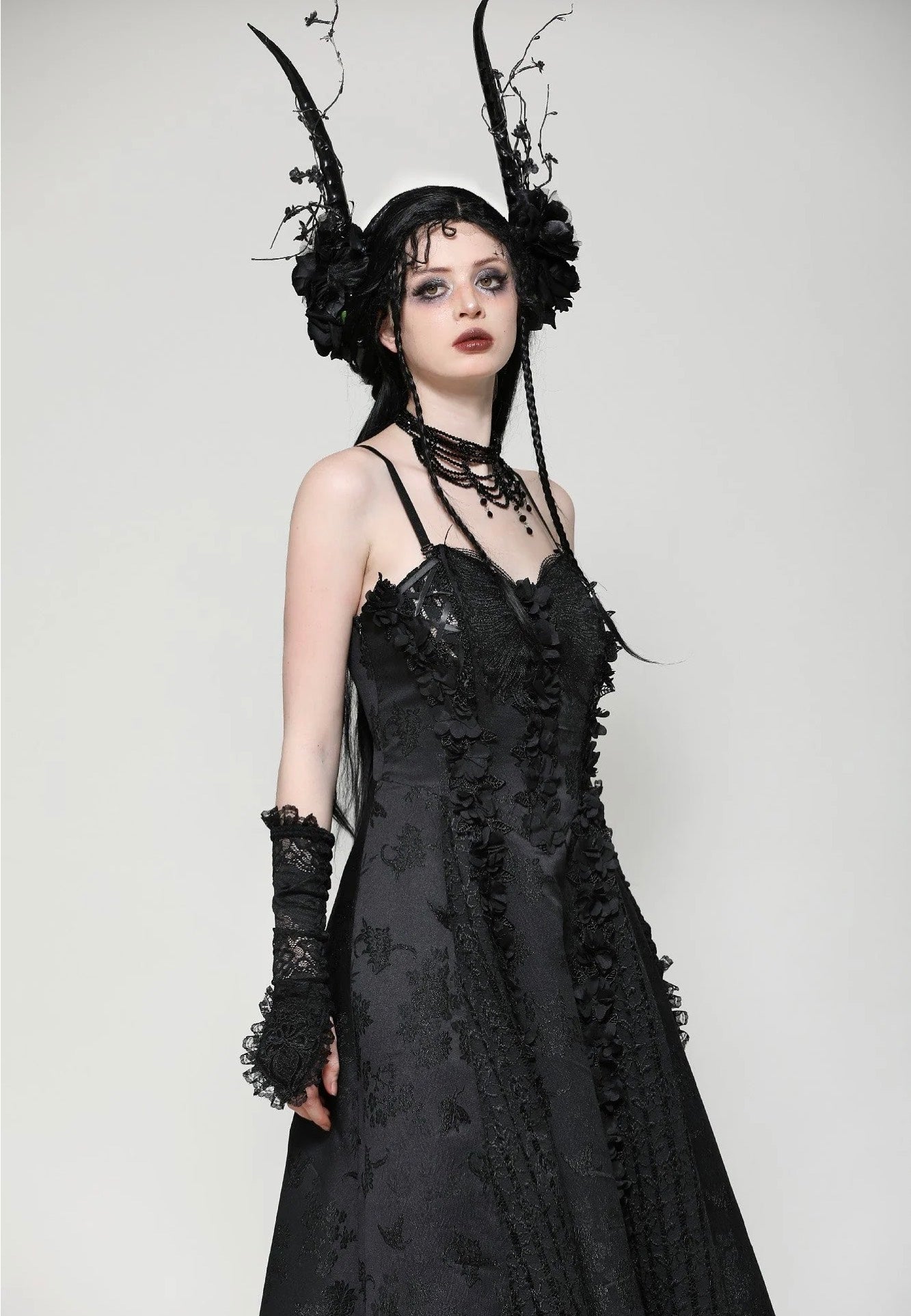Lace Dress Darkinlove Clothing Dark In Love Gothic Black Butterfly  Strapless Lace Gown Dress
