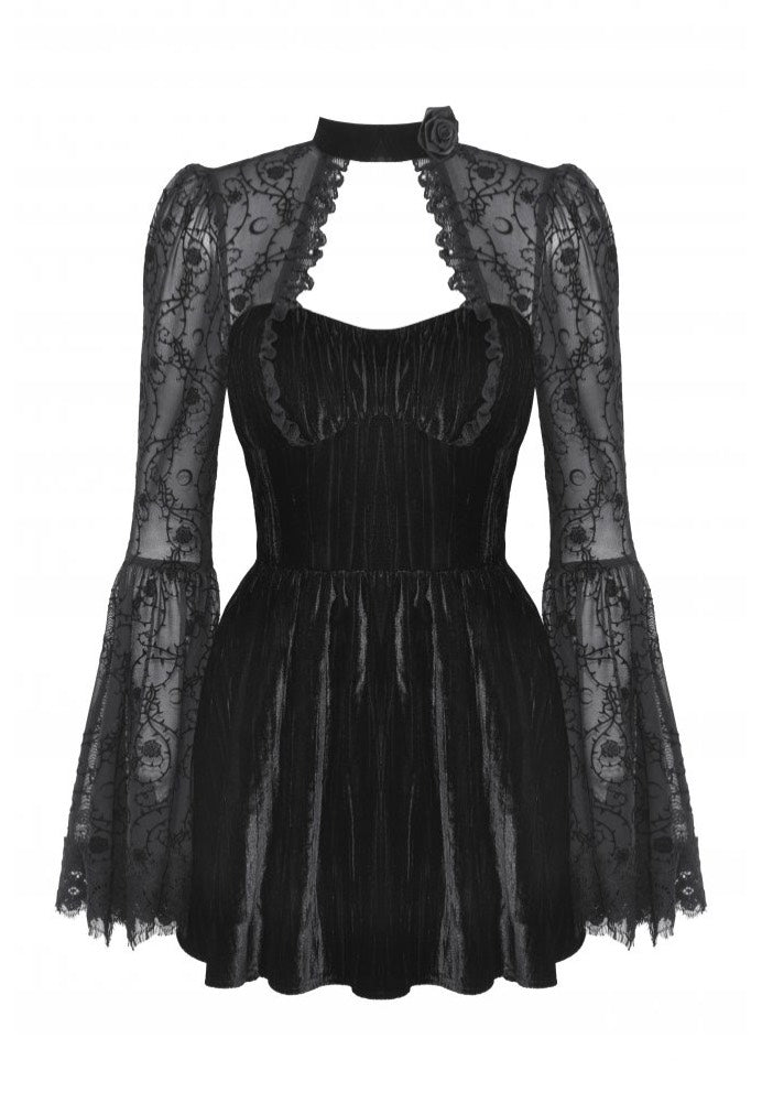 Dark In Love - Dark Floral Jacquard Velvet Elegant - Dress | Women-Image