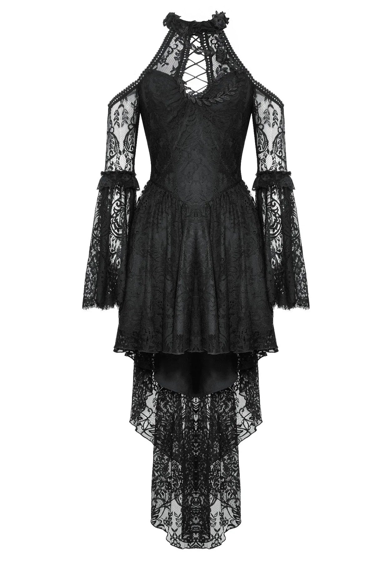 Dark In Love - Black Gothic Rose Vine Lace Tail - Dress | Women-Image
