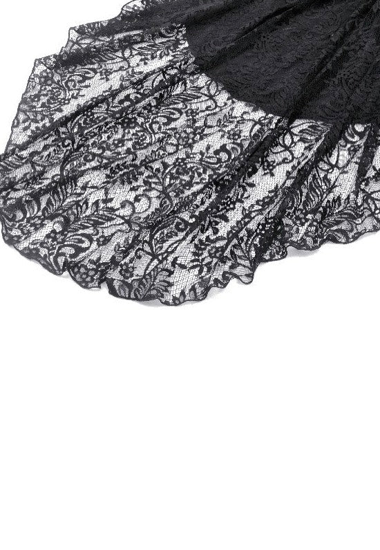 Dark In Love - Black Gothic Rose Vine Lace Tail - Dress | Women-Image