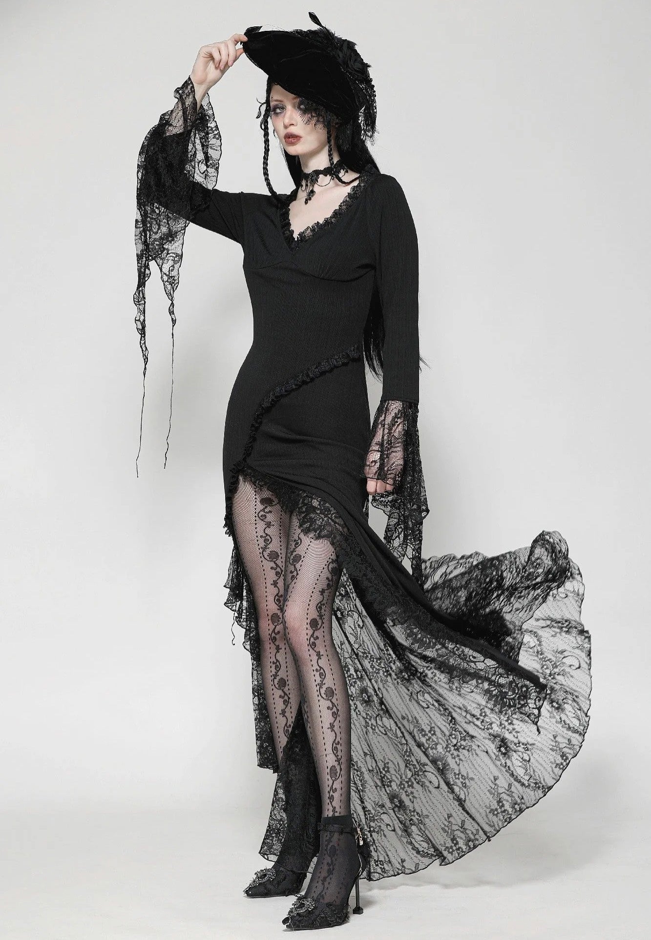 Dark In Love - Sexy Witch Asymmetrical Long - Dress | Women-Image