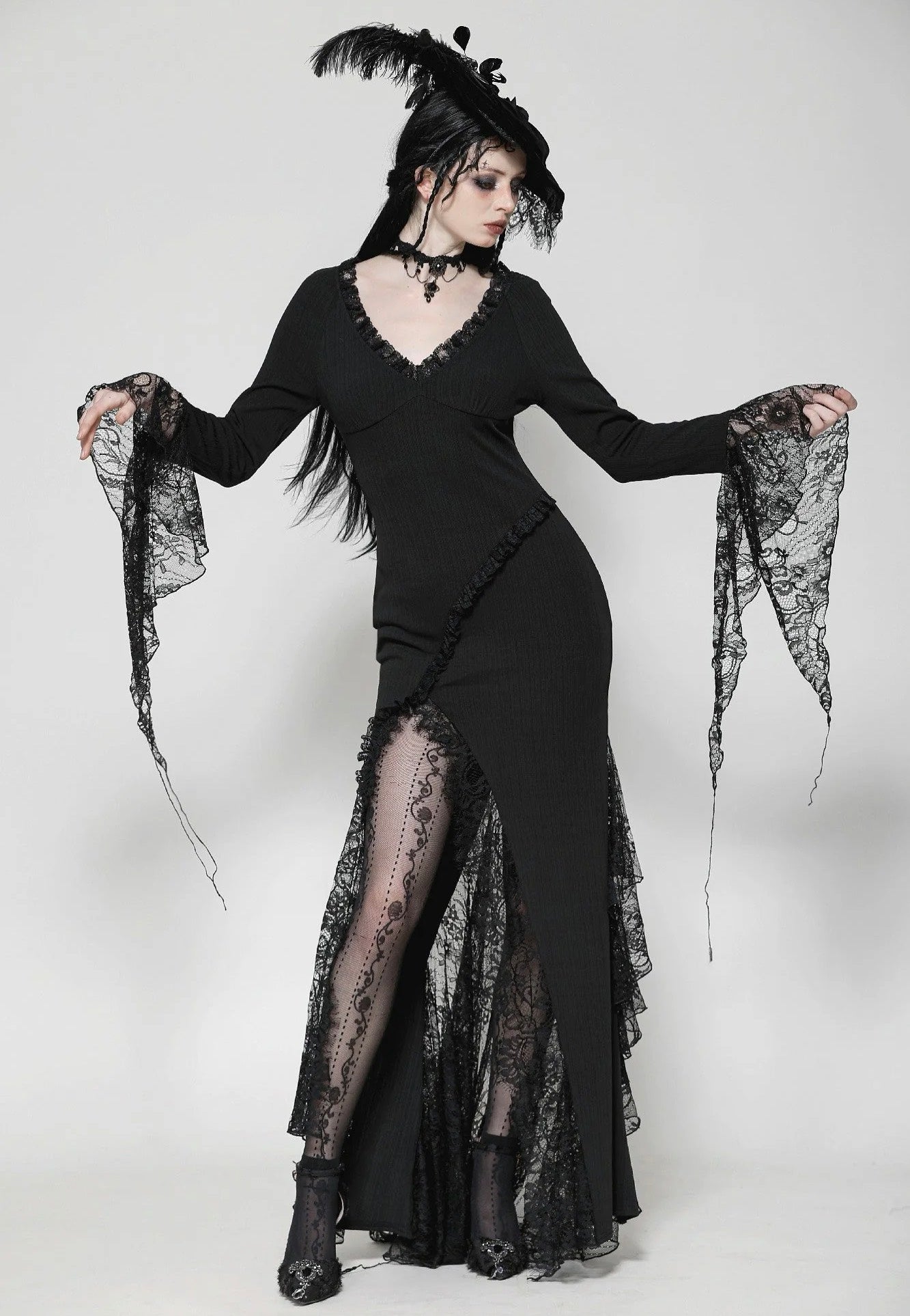 Dark In Love - Sexy Witch Asymmetrical Long - Dress | Women-Image
