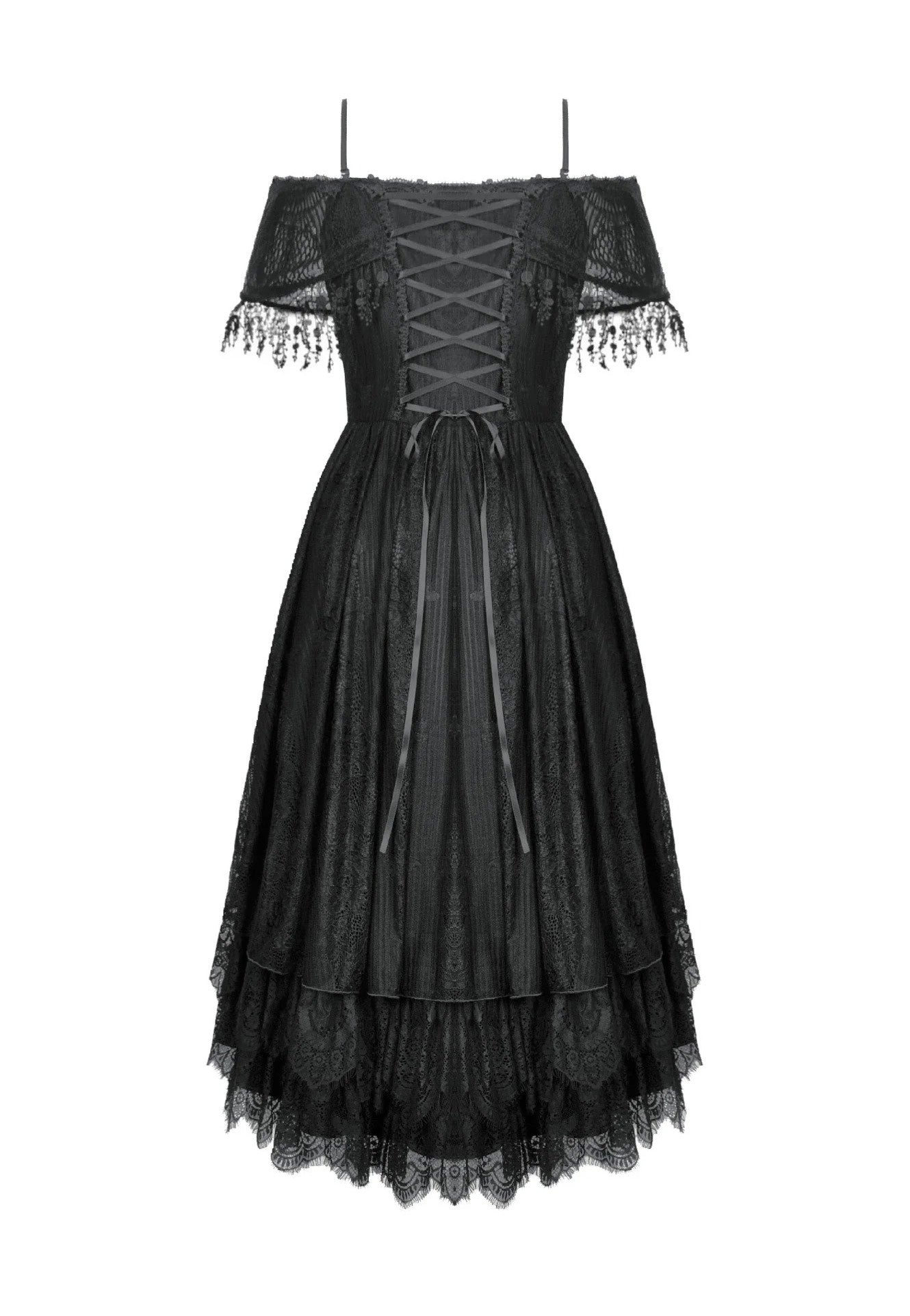 Dark In Love - Gothic Black Lace Off-Shoulder High-Low - Dress | Nuclear Blast Dark In Love - Gothic Black Lace Off-Shoulder High-Low - Dress | Nuclear Blast