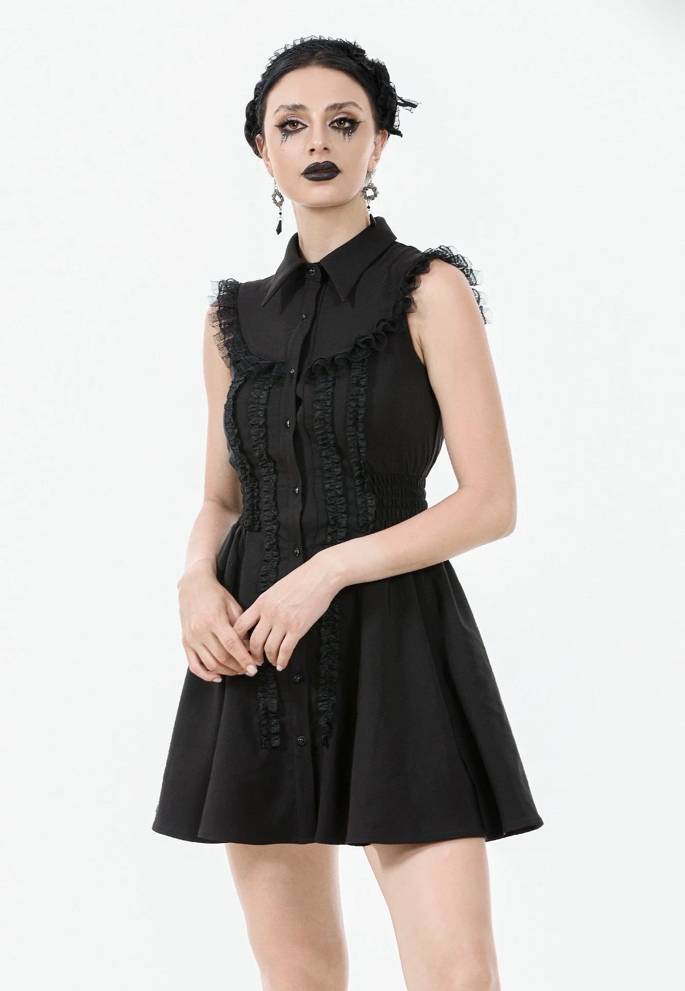 Dark In Love - Dolly Sleeveless Button-Front Mini - Dress | Women-Image