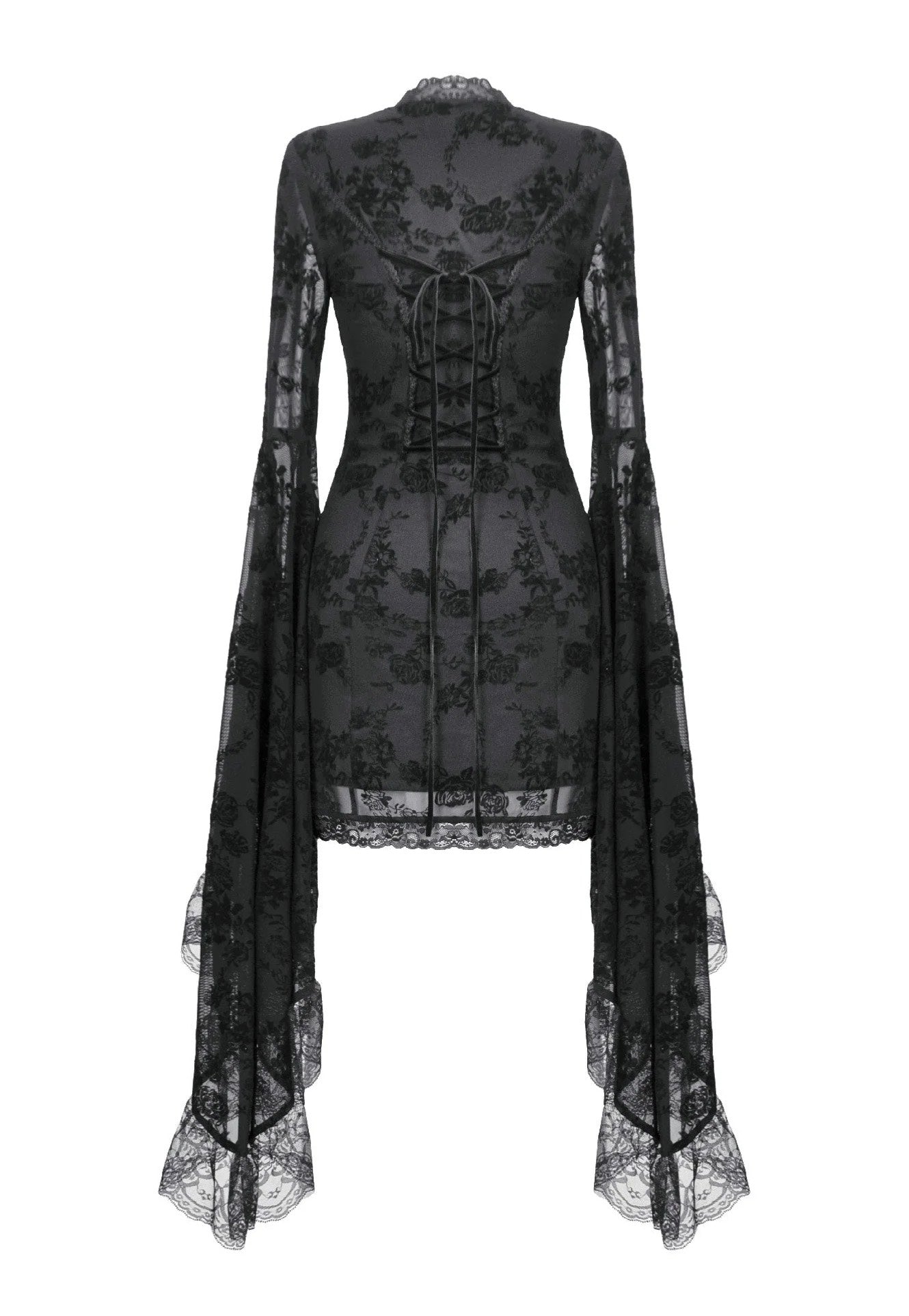 Dark In Love - Gothic Embroidered Mesh With Big Sleeves - Dress | Women-Image