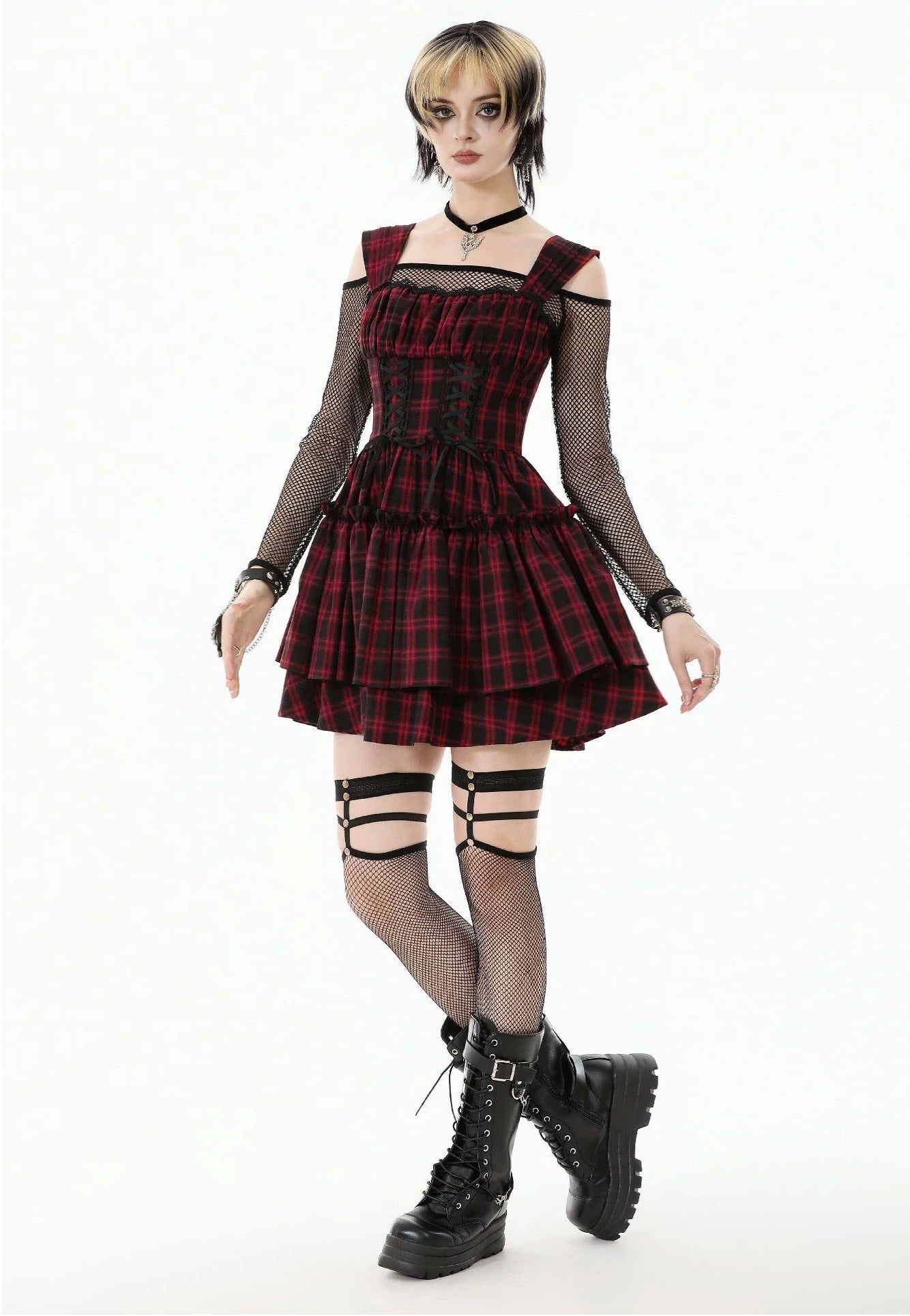Dark In Love - Christmas Plaid Layered Cake - Dress | Women-Image