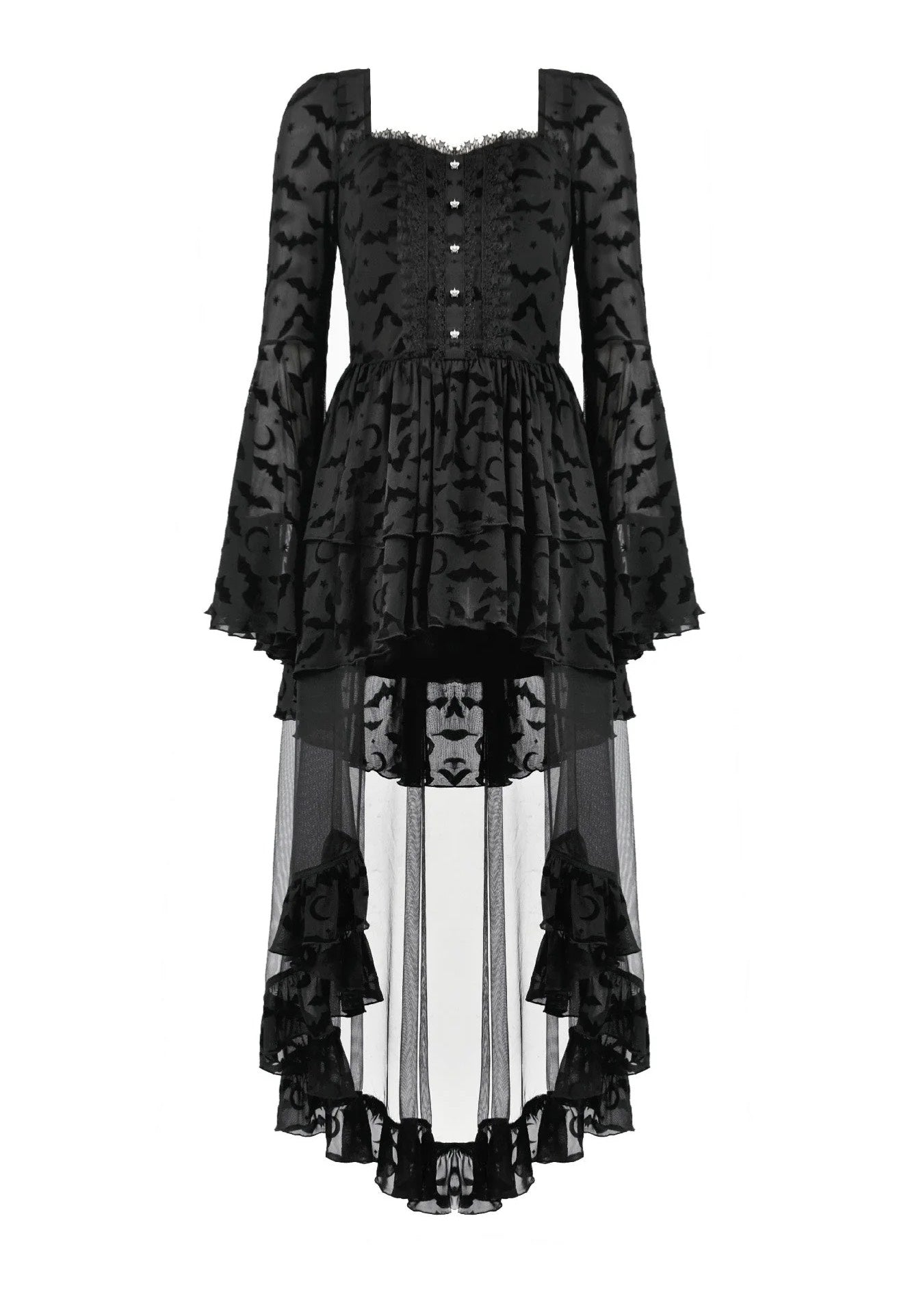 Dark In Love - Star & Moon Gothic Lolita Bat Hem Long - Dress | Women-Image