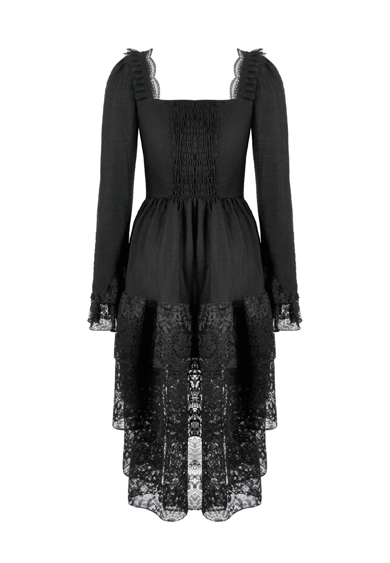 Dark In Love - Romantic Gothic Lace High-Low Tiered - Dress | Women-Image