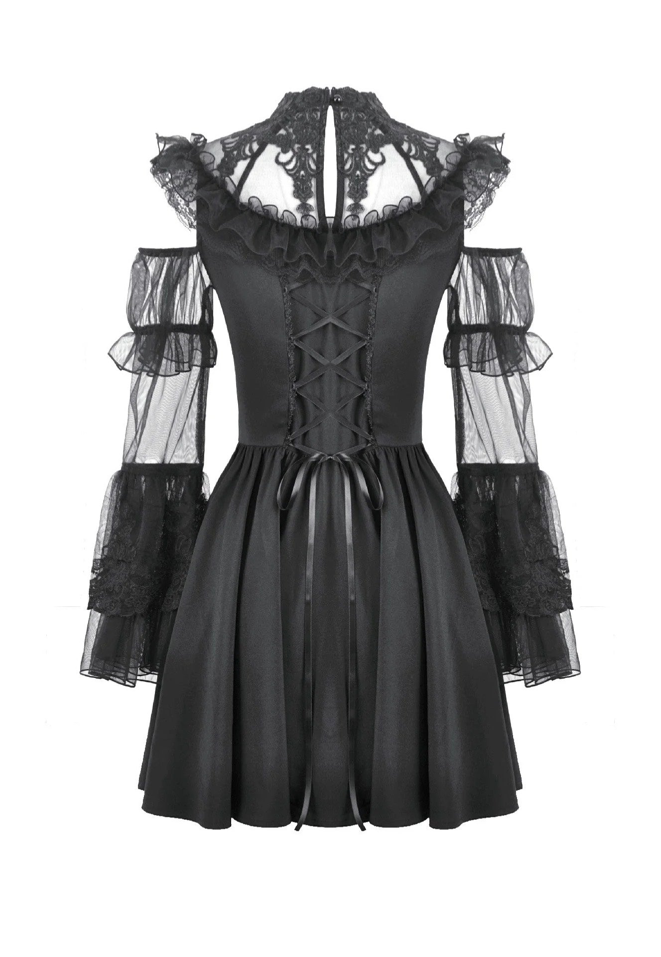 Dark In Love Romantic Gothic High-Neck Sheer Mesh Kleid