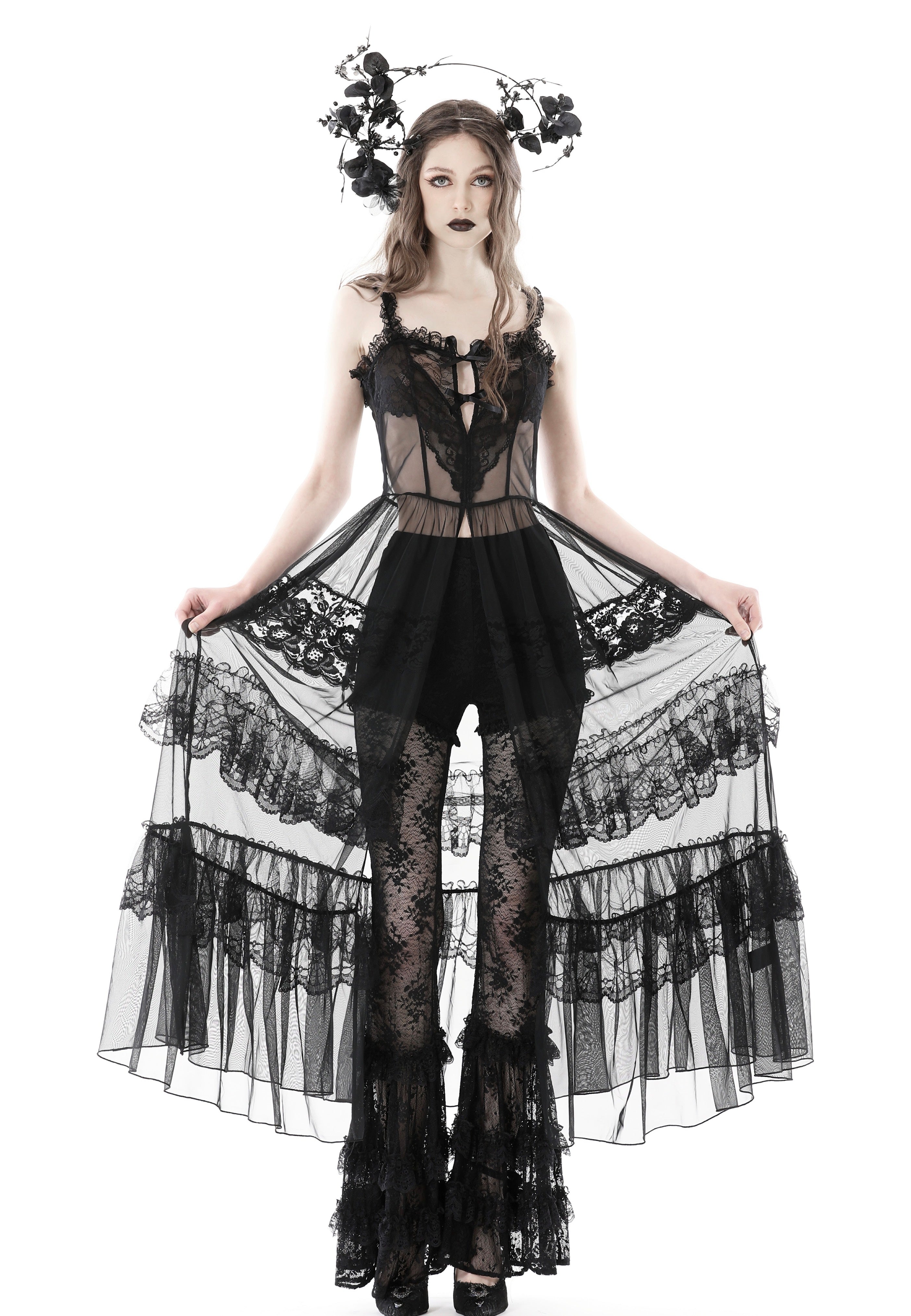 Dark In Love - Gothic Sexy Transparent Hearted Layer Lace Mesh Black - Dark In Love - Gothic Sexy Transparent Hearted Layer Lace Mesh Black -