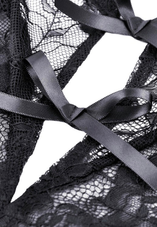Dark In Love - Gothic Sexy Transparent Hearted Layer Lace Mesh Black - Dark In Love - Gothic Sexy Transparent Hearted Layer Lace Mesh Black -
