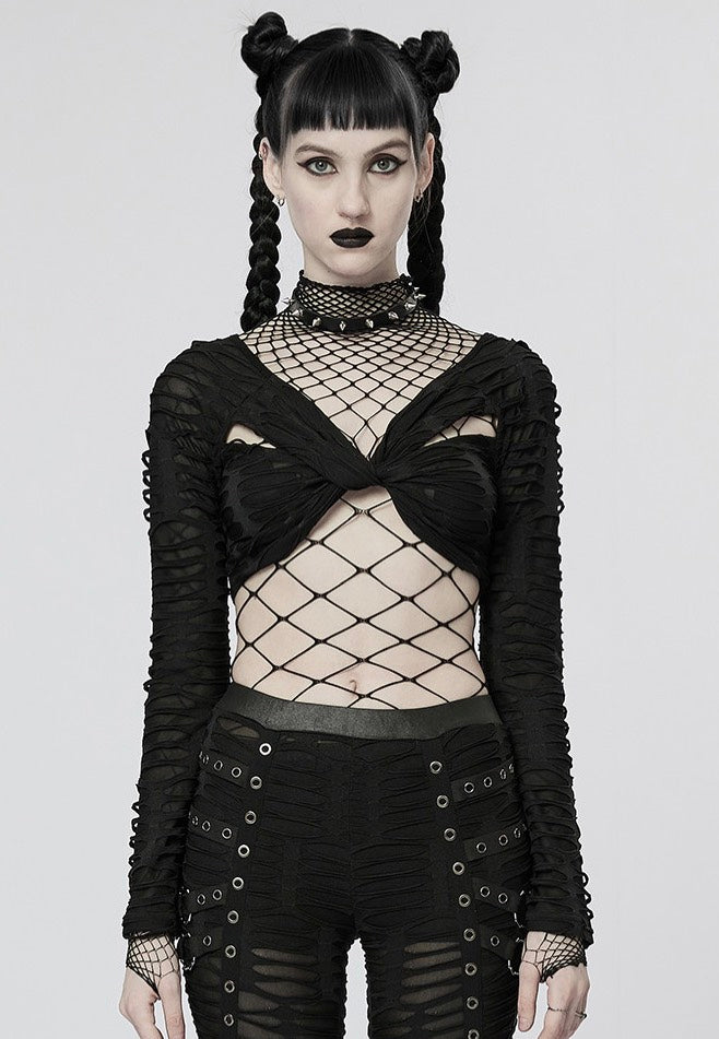 Punk Rave - Echo Cropped Mesh Black - Top