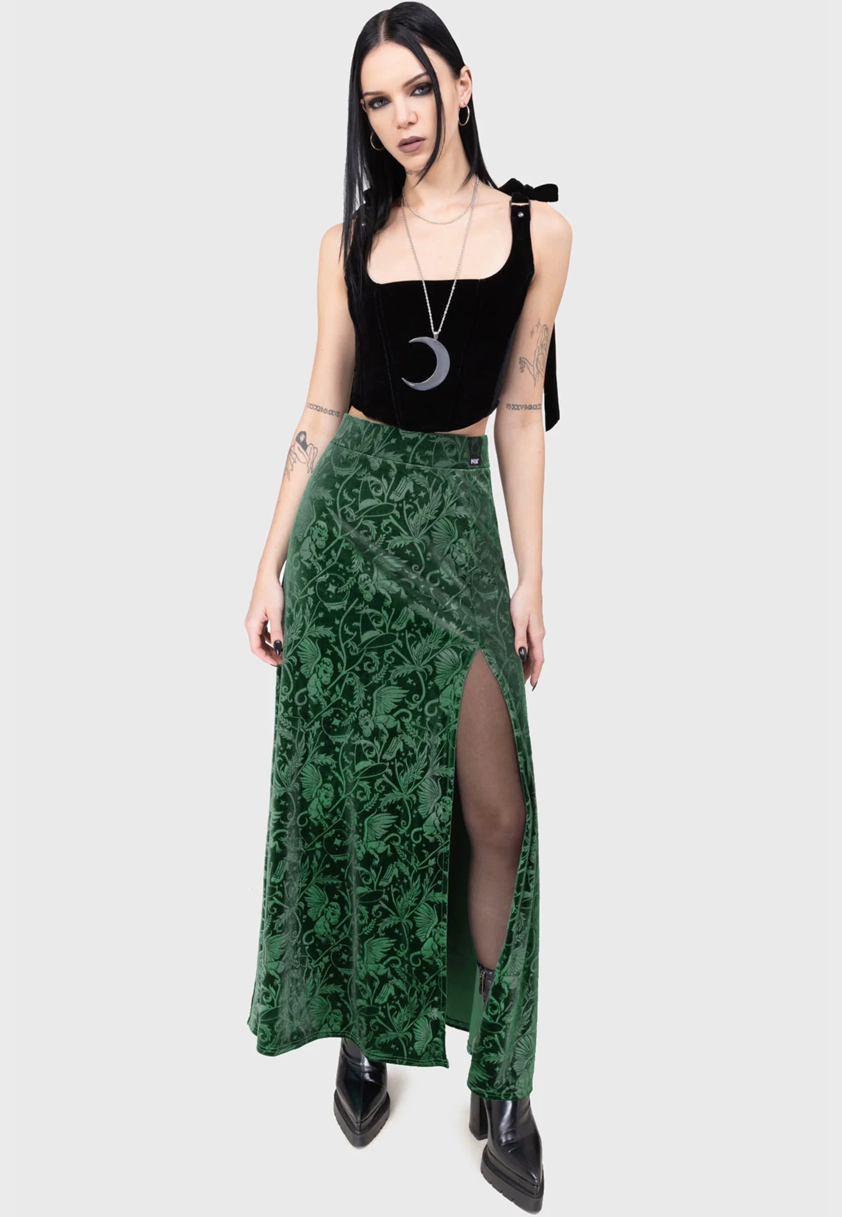 Killstar x Wizard Of OZ - Emerald Envy Maxi Green - Skirt | Women-Image