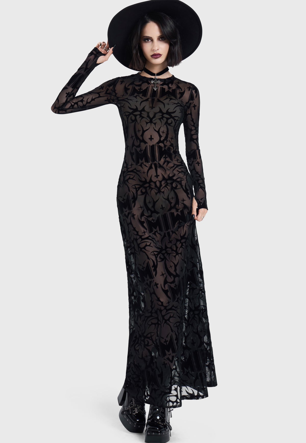 Killstar x Motionless in White Eternally Yours Flocked Maxi Multi Kleid