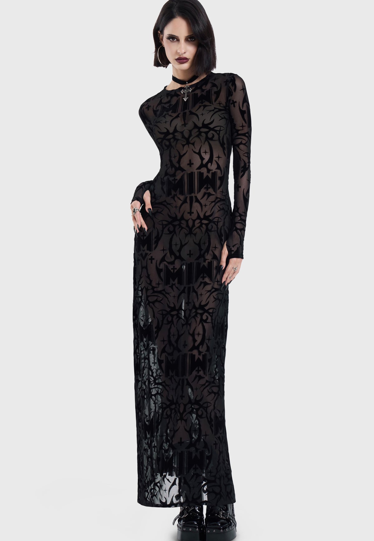 Killstar x Motionless in White Eternally Yours Flocked Maxi Multi Kleid