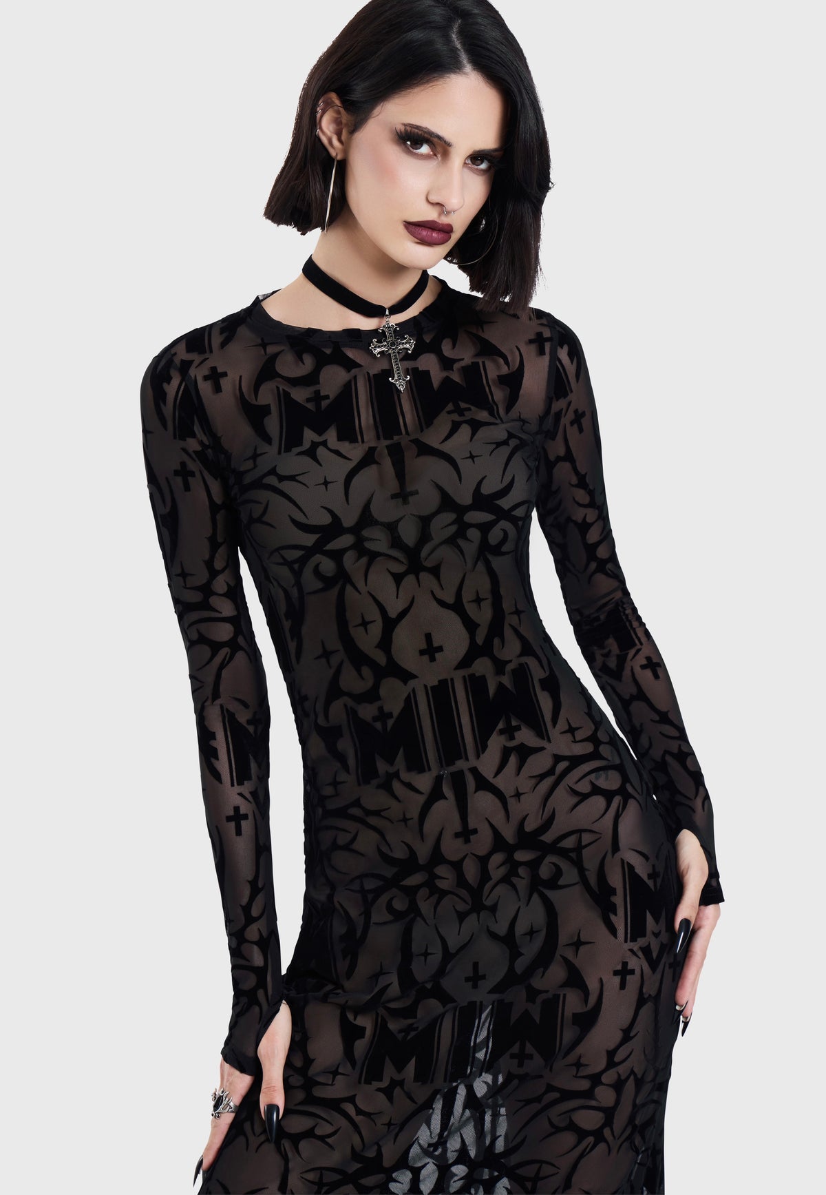 Killstar x Motionless in White Eternally Yours Flocked Maxi Multi Kleid