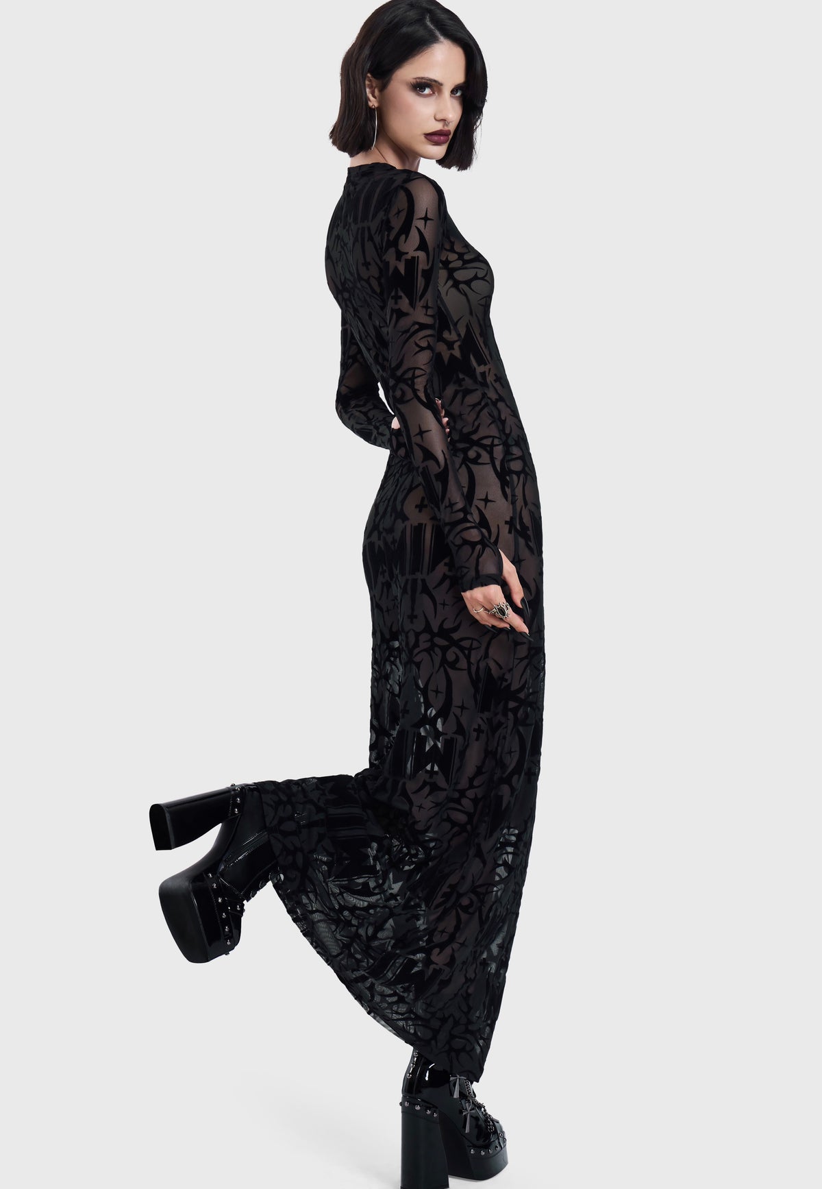 Killstar x Motionless in White Eternally Yours Flocked Maxi Multi Kleid