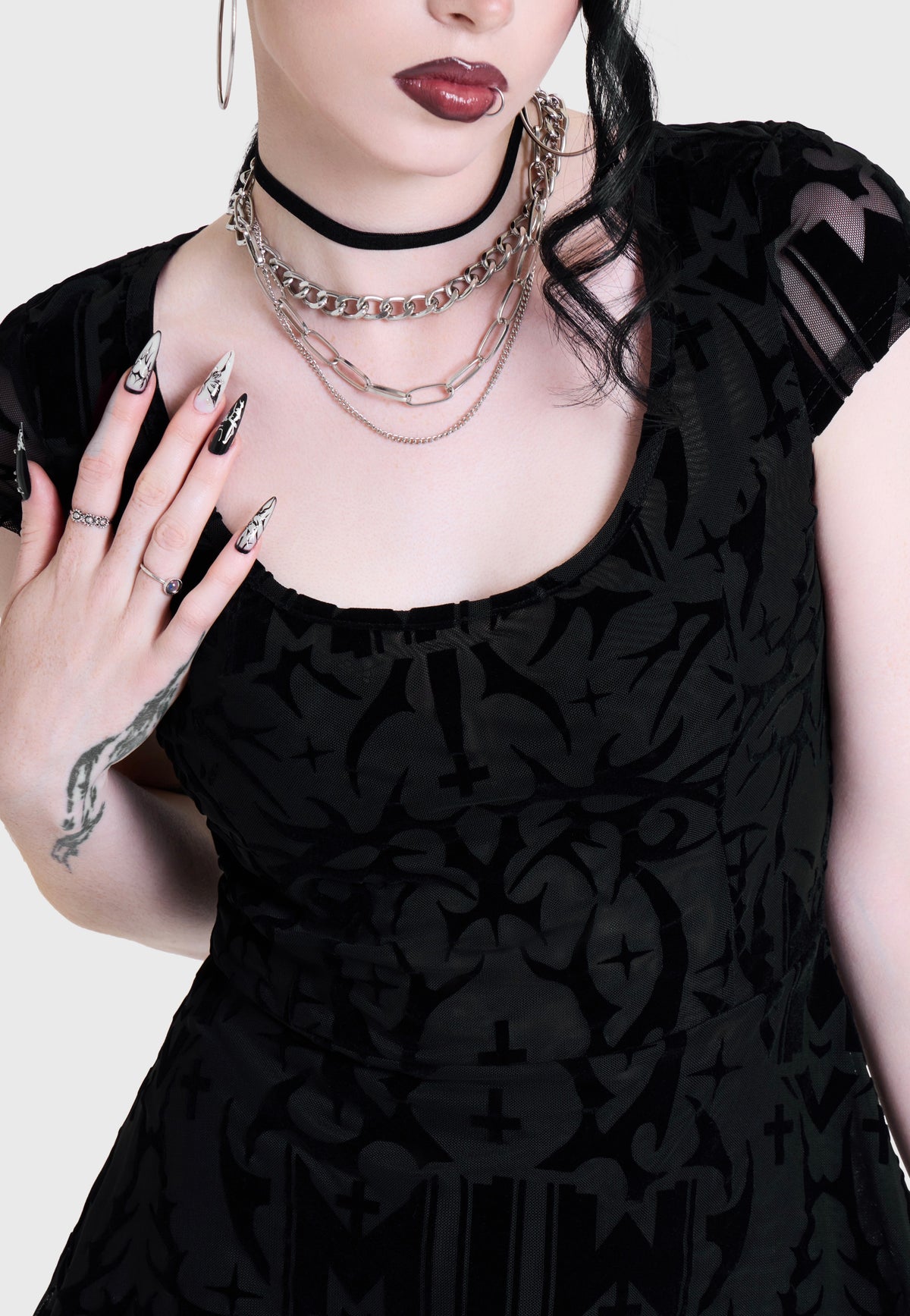 Killstar x Motionless in White Eternally Yours Flocked Mesh Skater Multi Robe