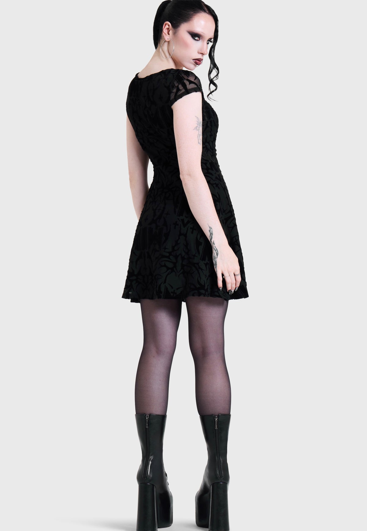 Killstar x Motionless in White Eternally Yours Flocked Mesh Skater Multi Robe