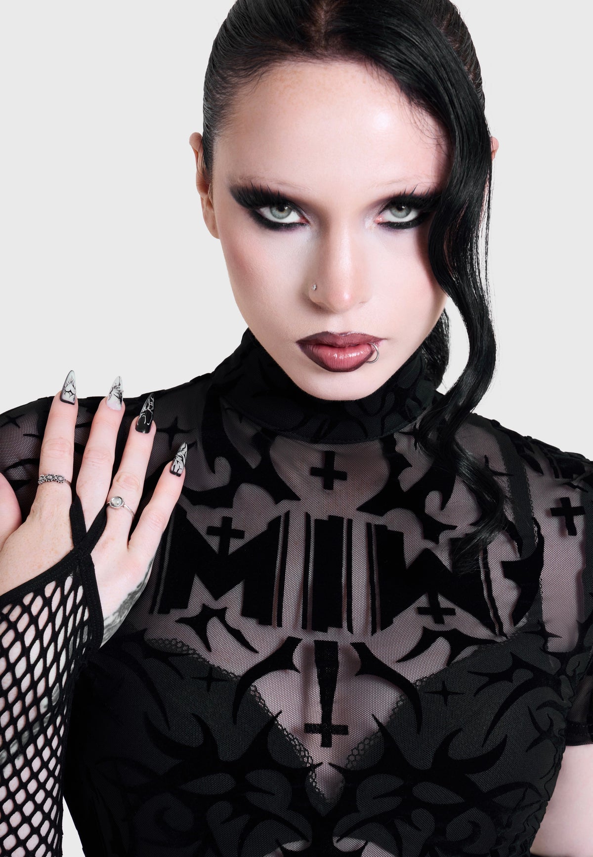 Killstar x Motionless in White Eternally Yours Flocked Mesh Multi Top
