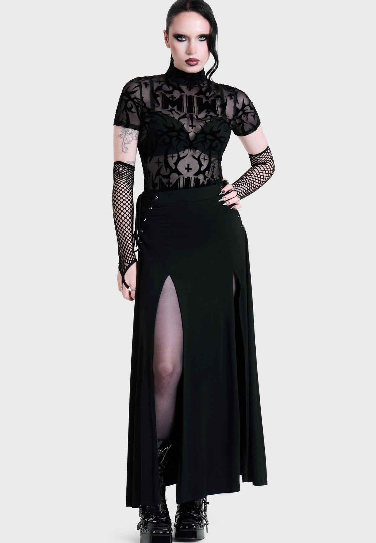 Killstar x Motionless in White Eternally Yours Flocked Mesh Multi Top