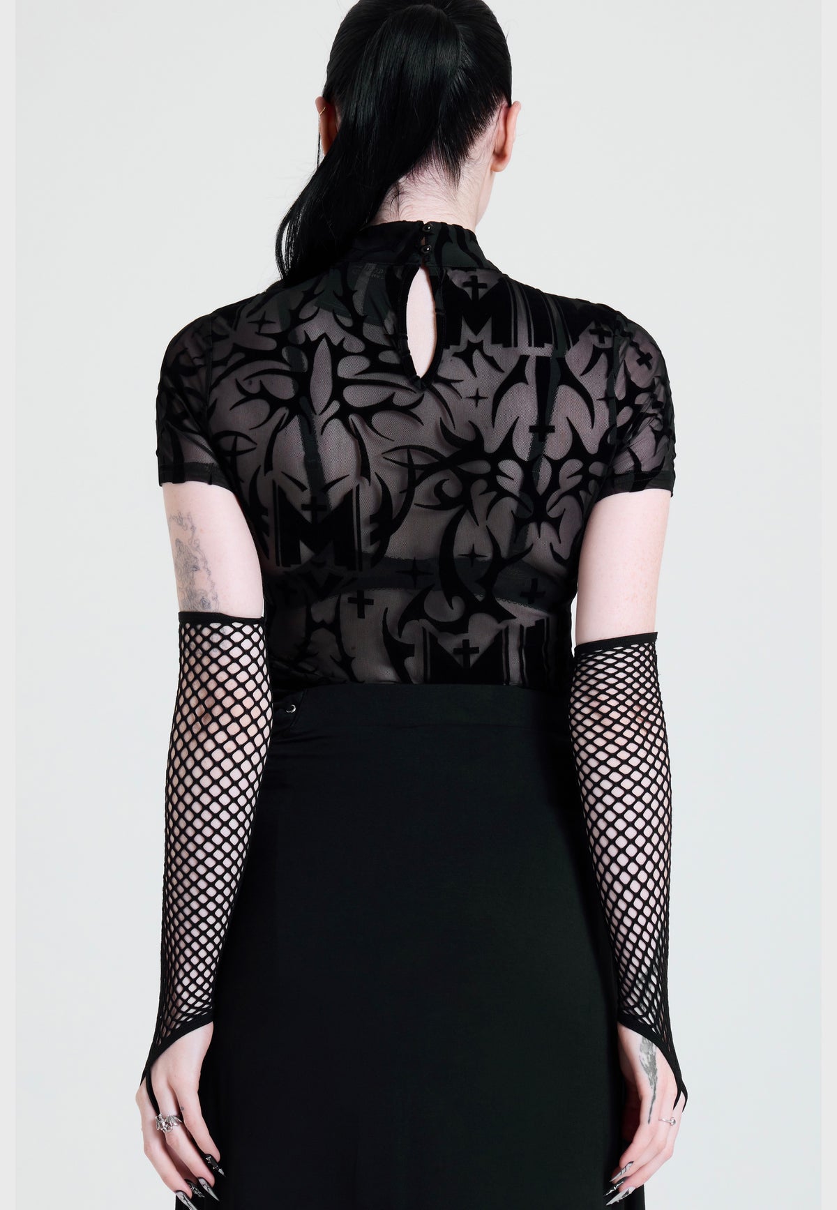 Killstar x Motionless in White Eternally Yours Flocked Mesh Multi Top