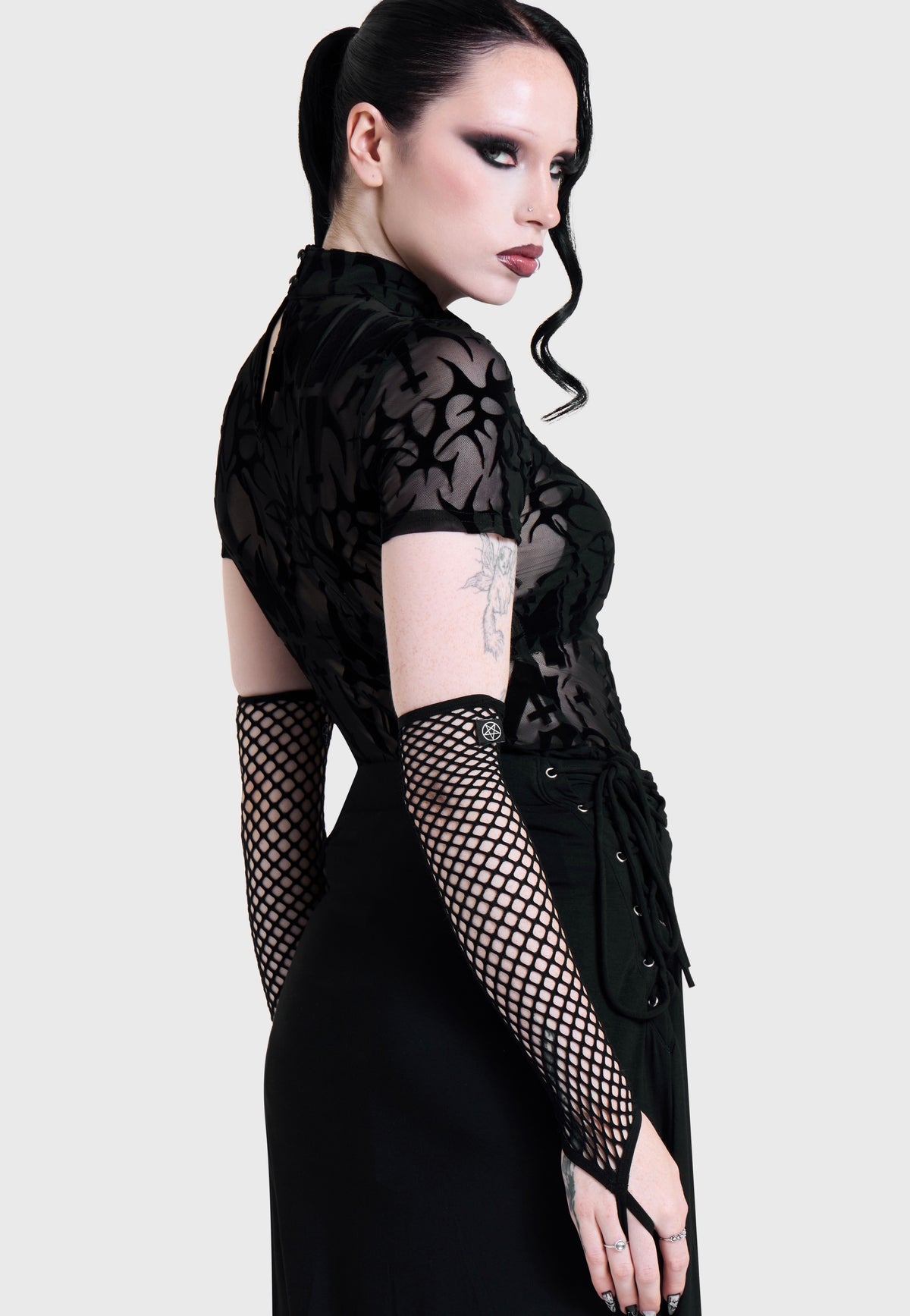 Killstar x Motionless in White Eternally Yours Flocked Mesh Multi Top
