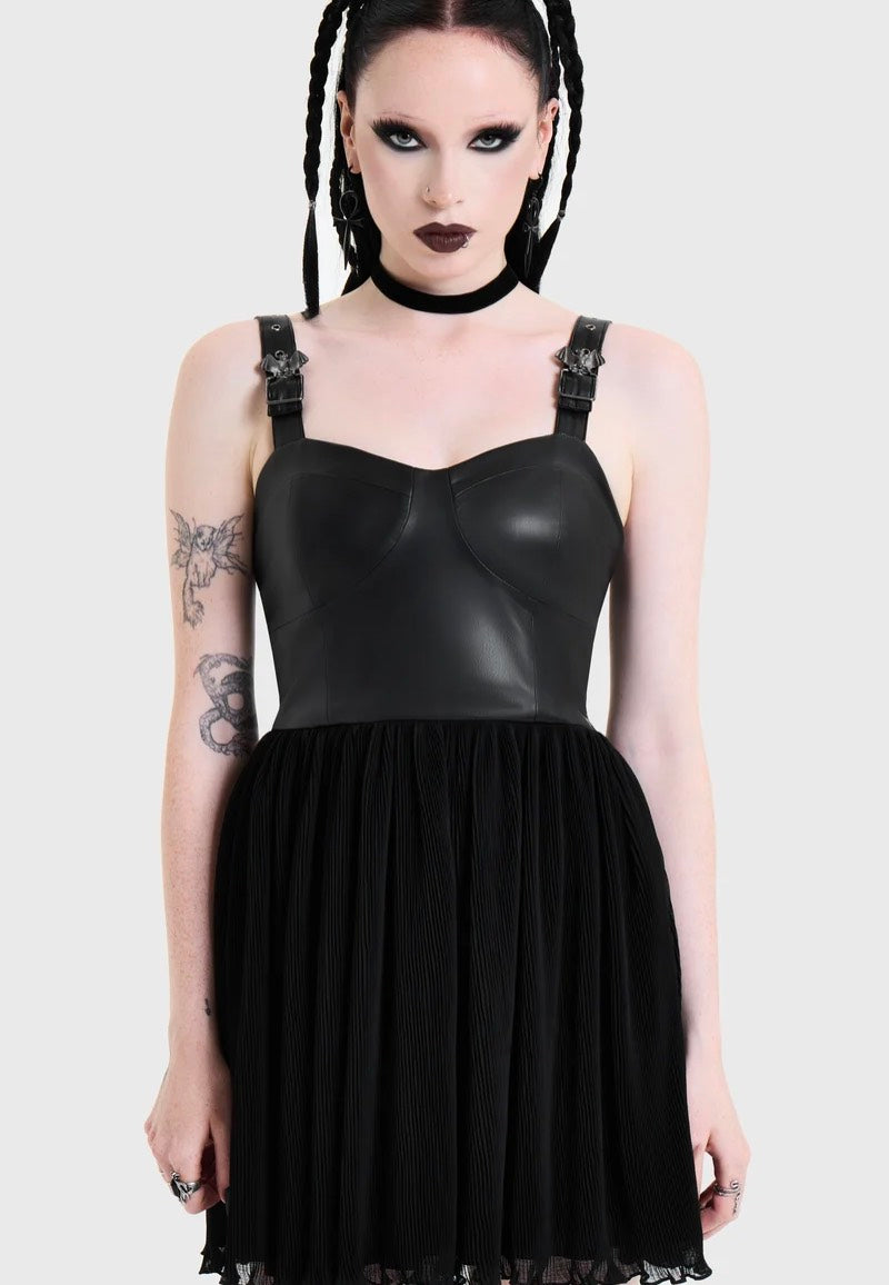 Killstar Estria Hex Cupped Mini Black Kleid