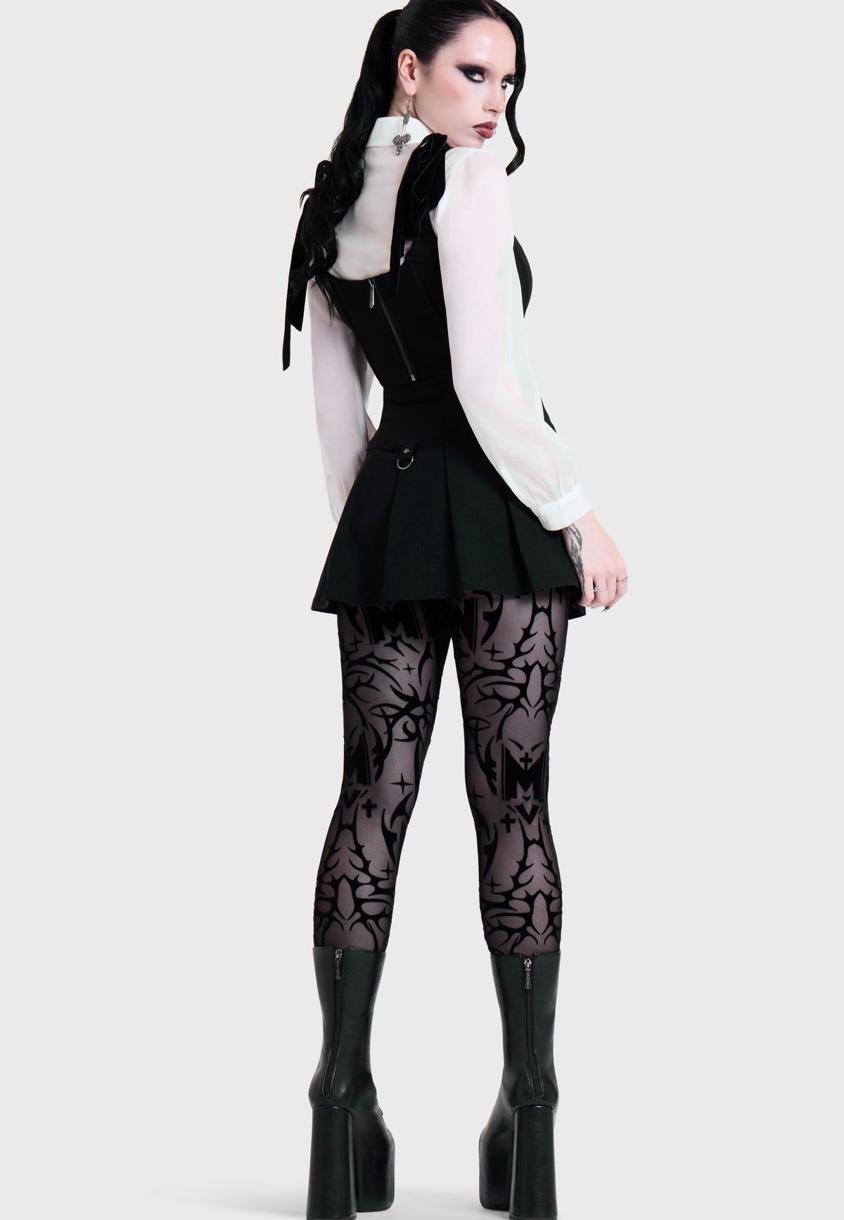 Killstar x Motionless in White Eternally Yours Flocked Mesh Multi Leggings