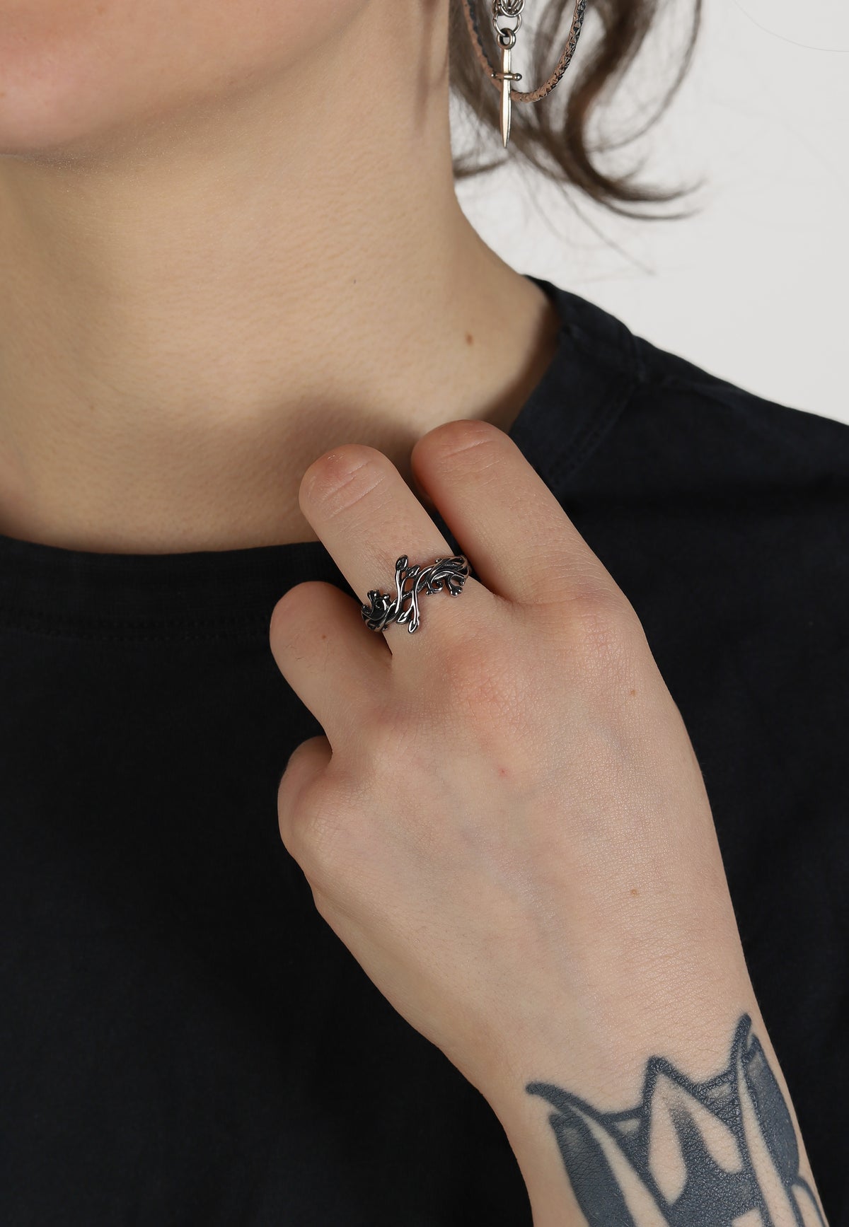etNox Leaves ll Silver Anillo