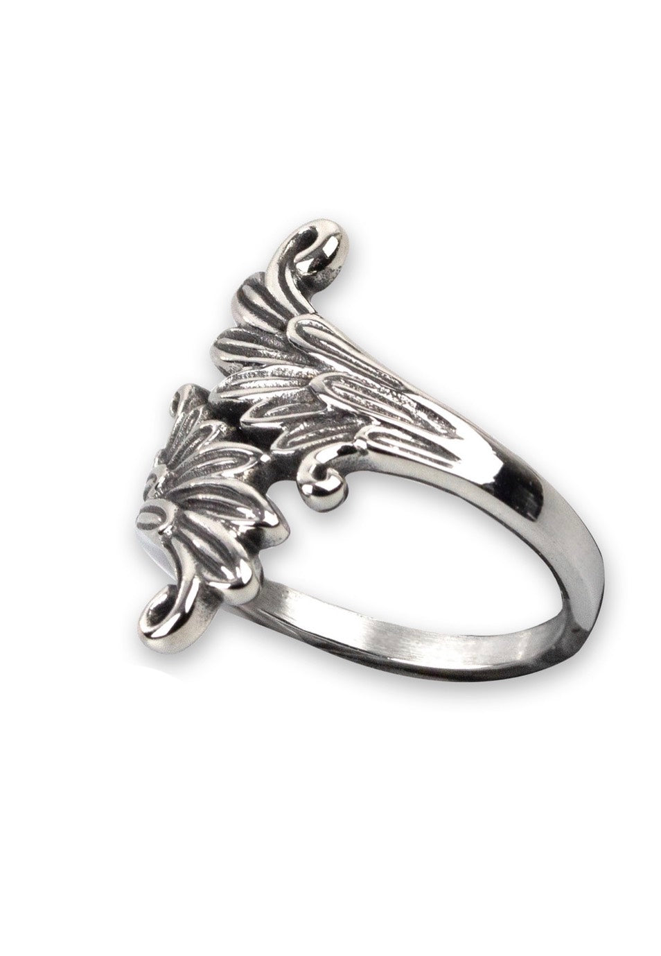 etNox Mirrored Wings Silver Ring