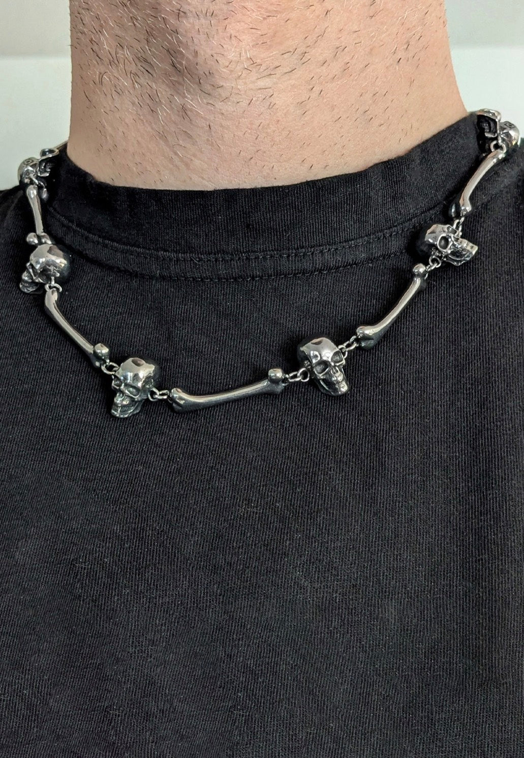 etNox Skulls 'n' Bones Silver Necklace