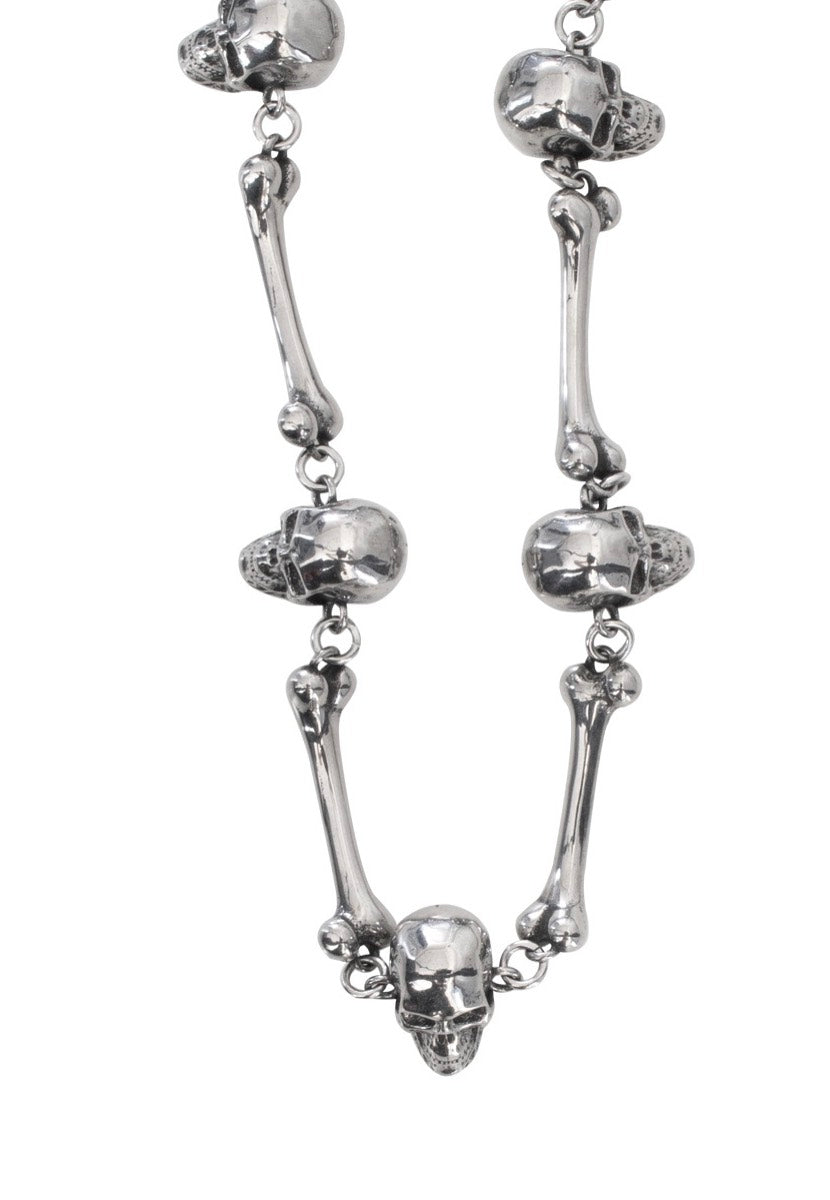 etNox Skulls 'n' Bones Silver Necklace