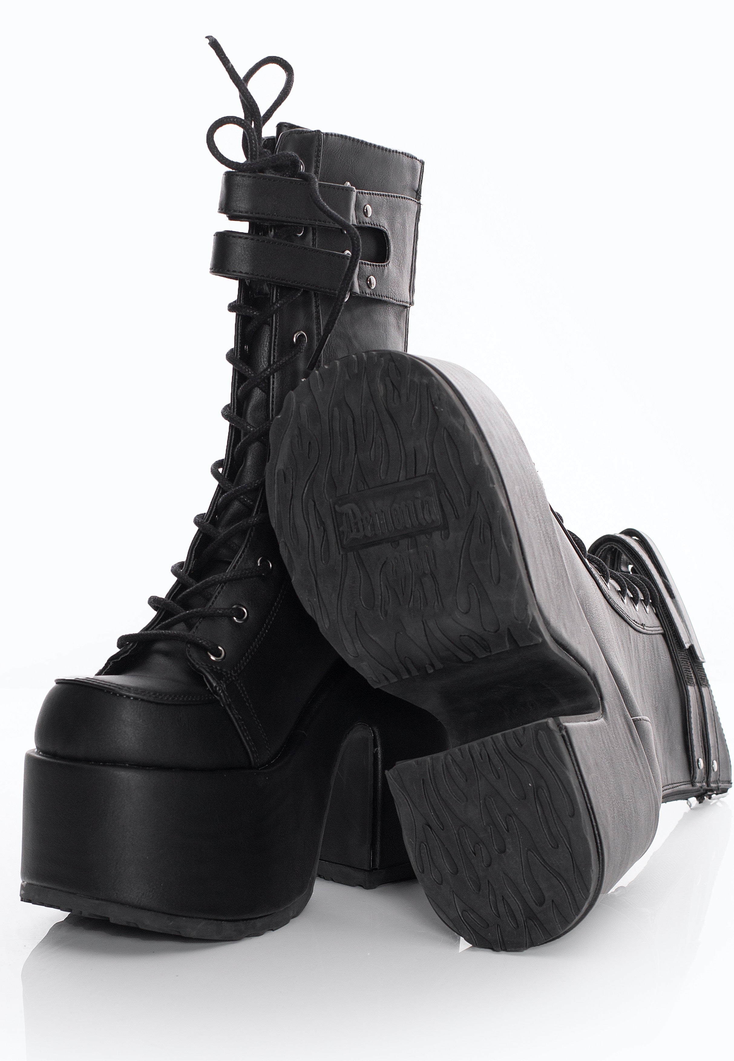 DemoniaCult - Camel 250 Black Vegan Leather - Girl Shoes | Nuclear