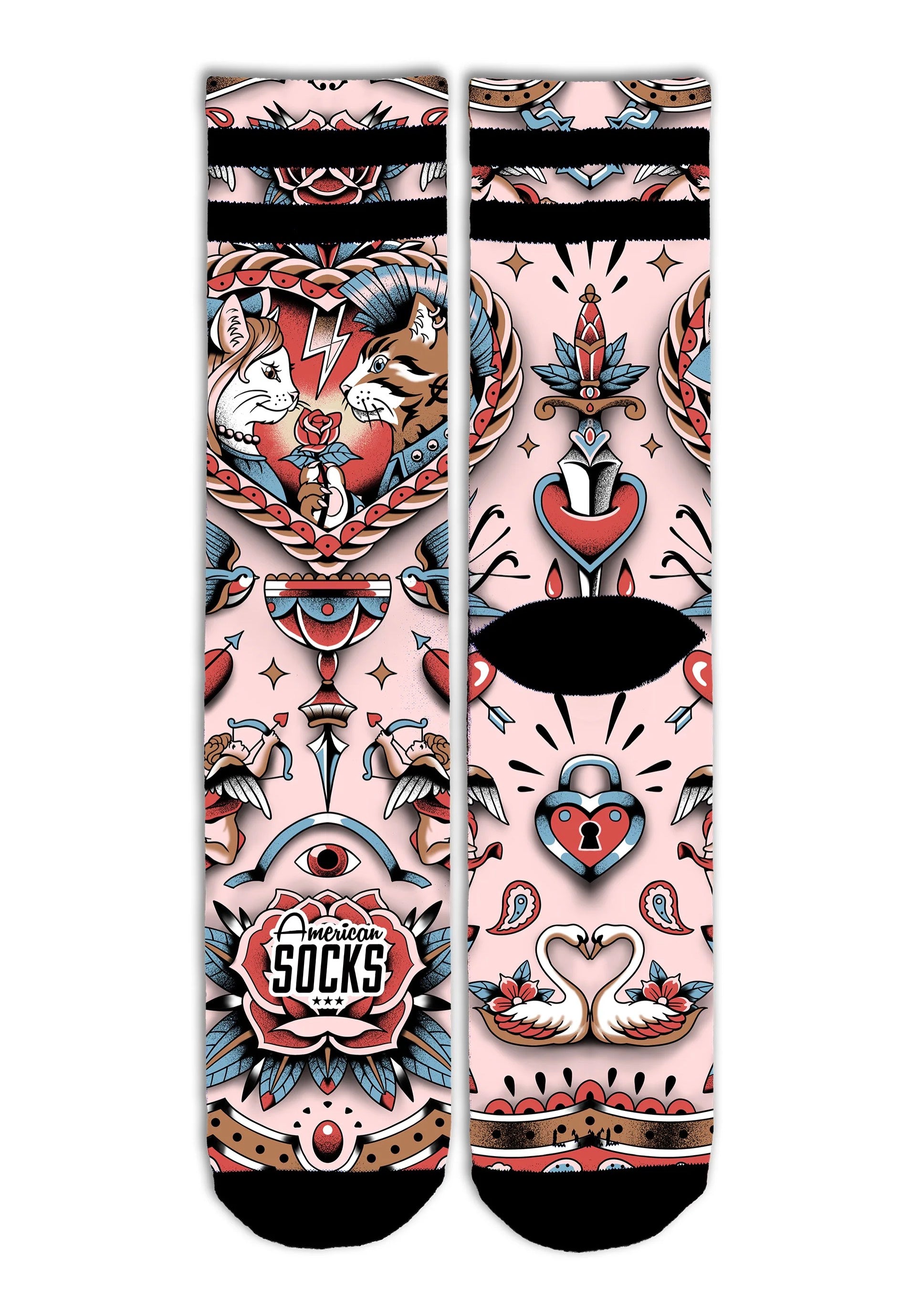 American Socks - Feline Hearts - Socks | Neutral-Image