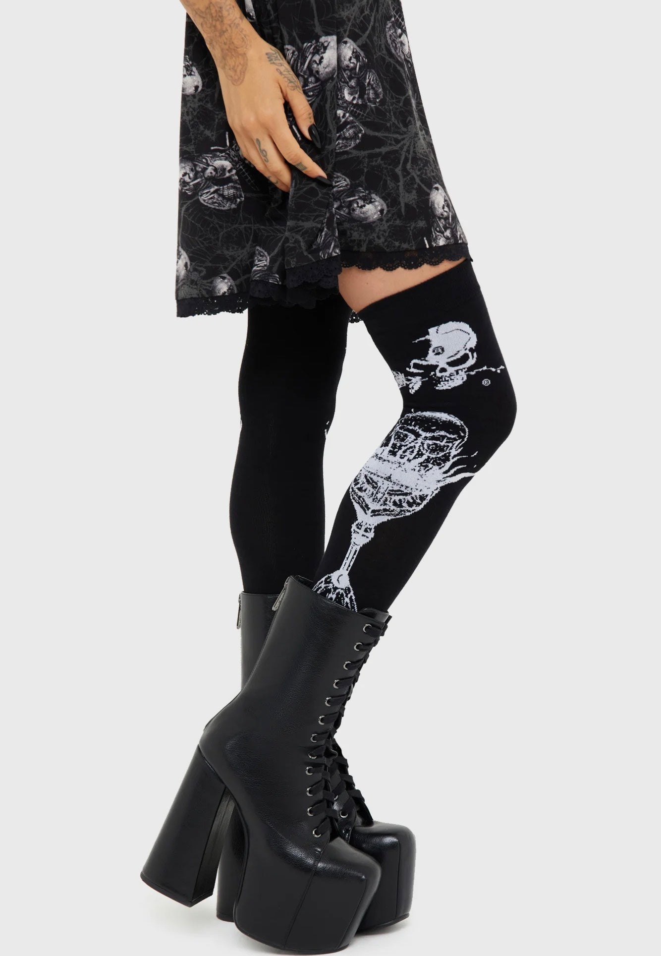 Killstar x Alchemy England - Grail Of Loathing Knee High - Socks | Neutral-Image