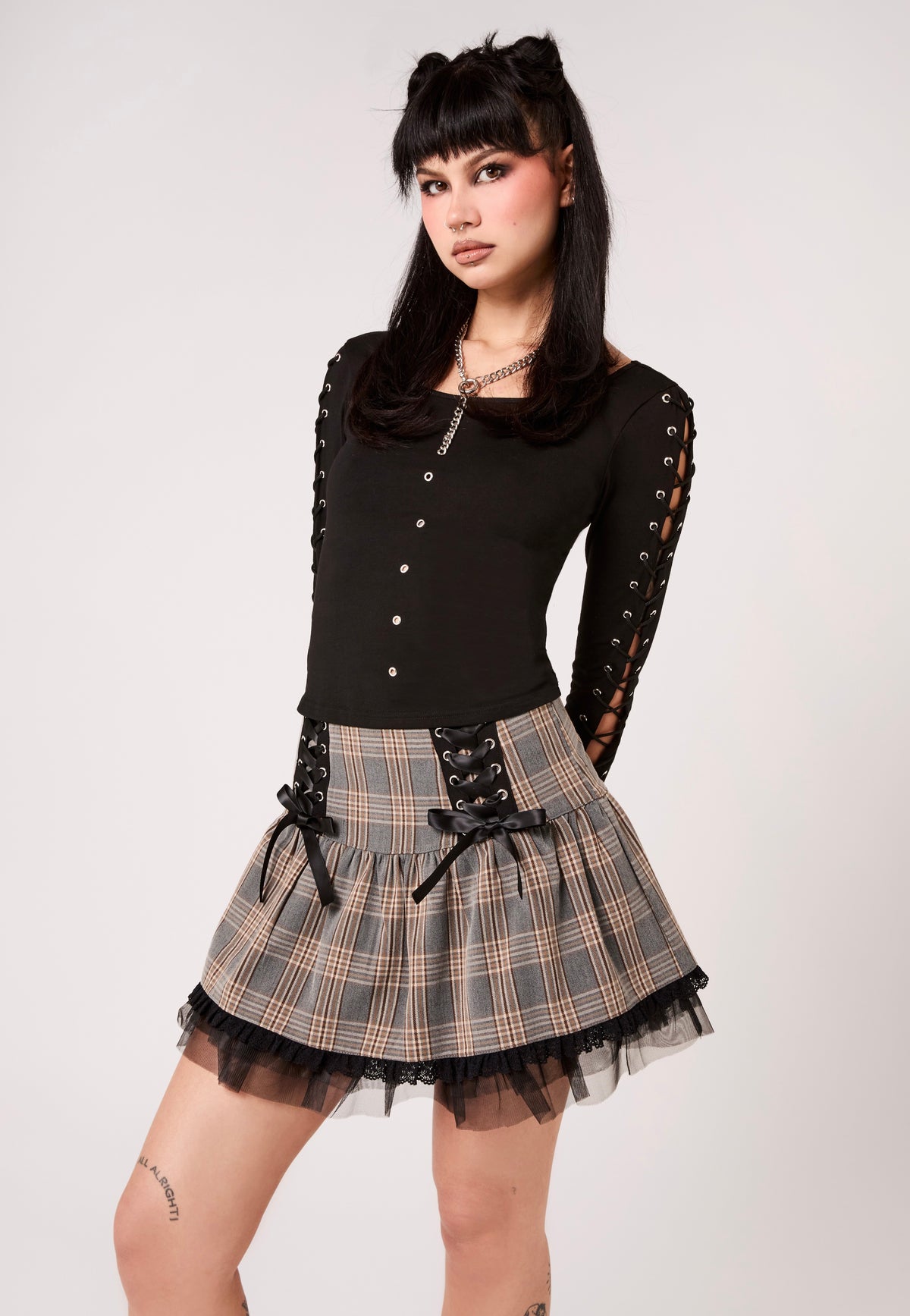 Hellbunny Quinzel Y Brown Skirt