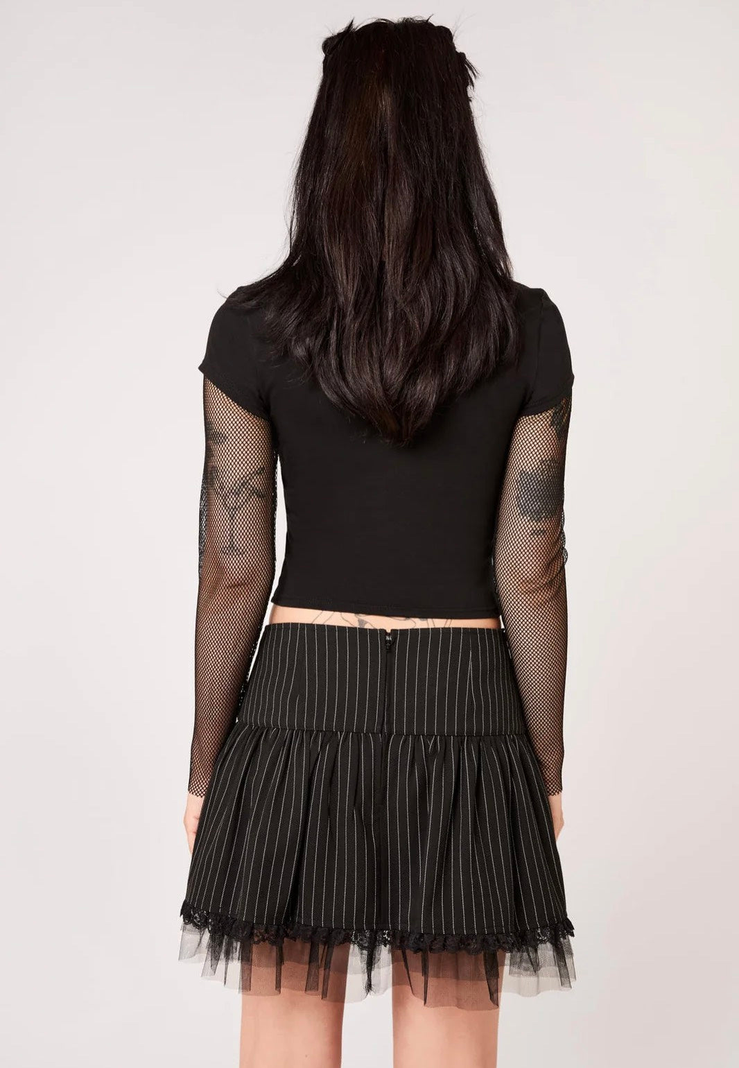 Hellbunny Quinzel C Pinstripe Black/White Minifalda