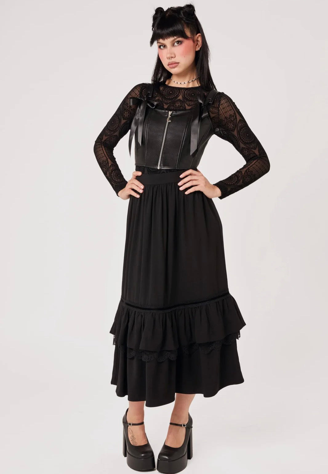 Hellbunny Black Steel Black Corset