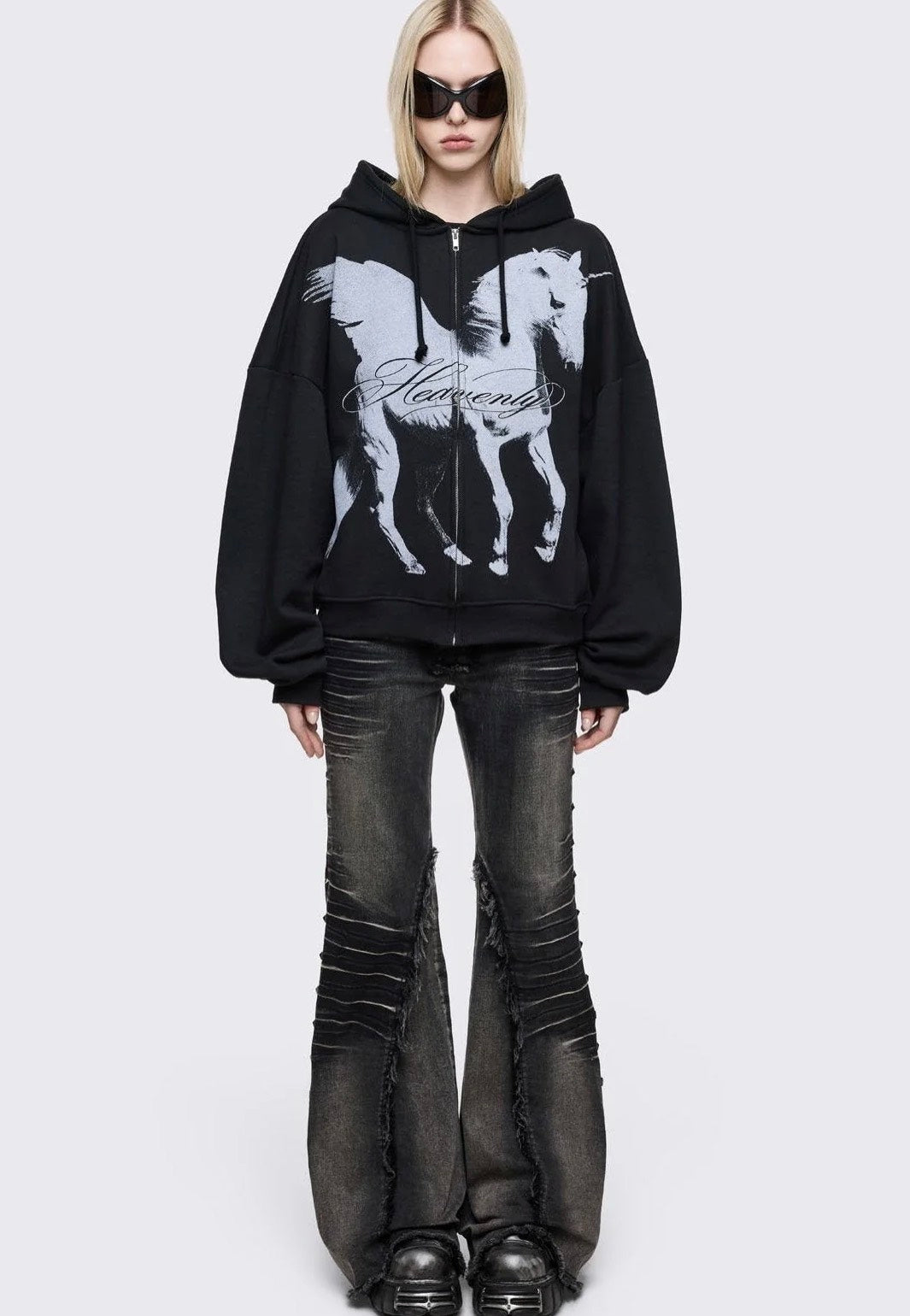 Minga London - Heavenly Alicorn Zip Up Black - Zipper | Women-Image