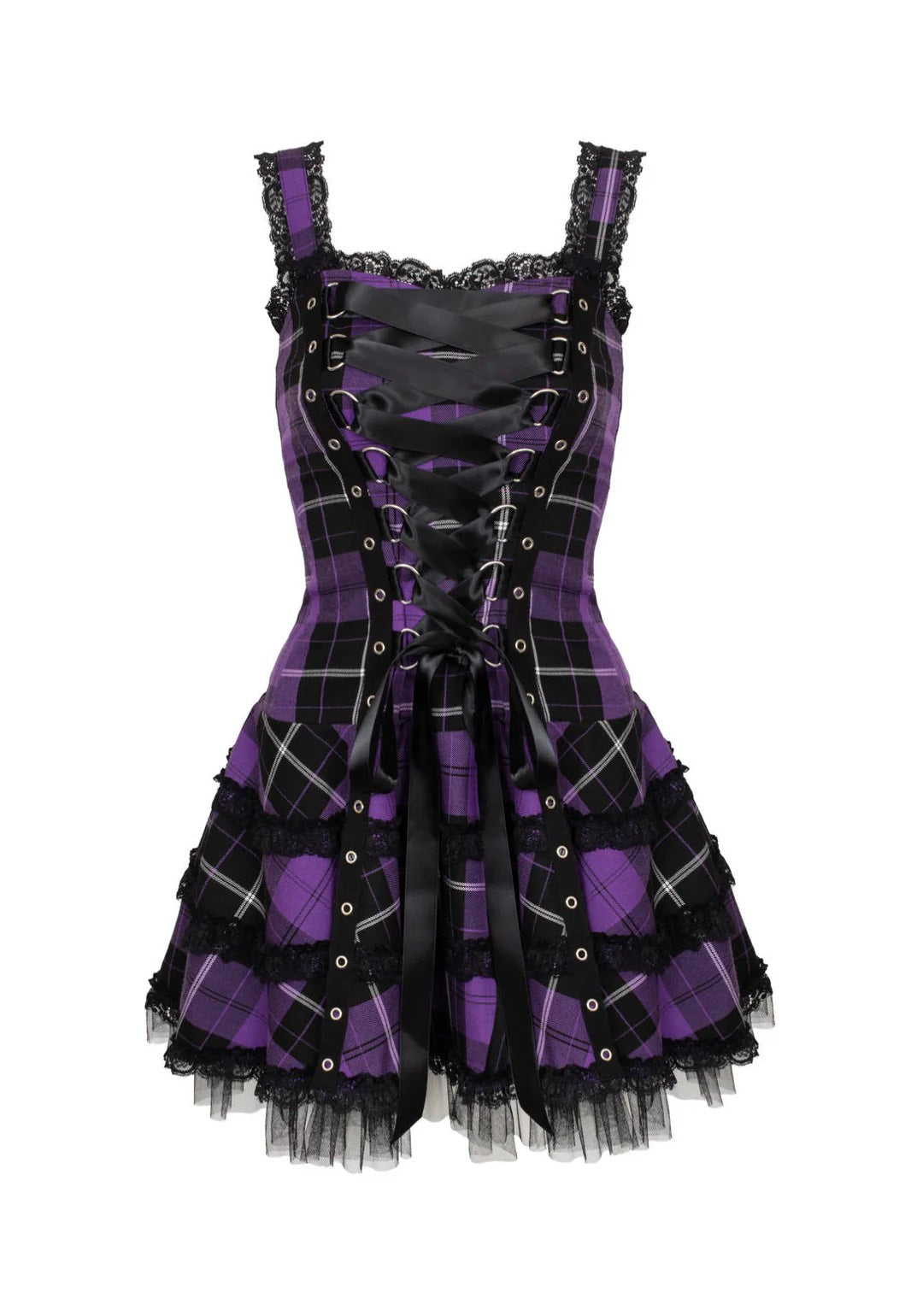 Hellbunny - Harley C Tartan Purple - Dress | Women-Image